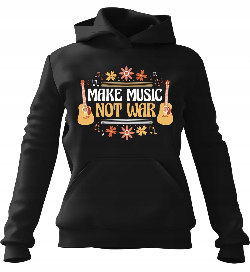 s kapucí mikina s Mikina Make Music Not War, černá, Xs