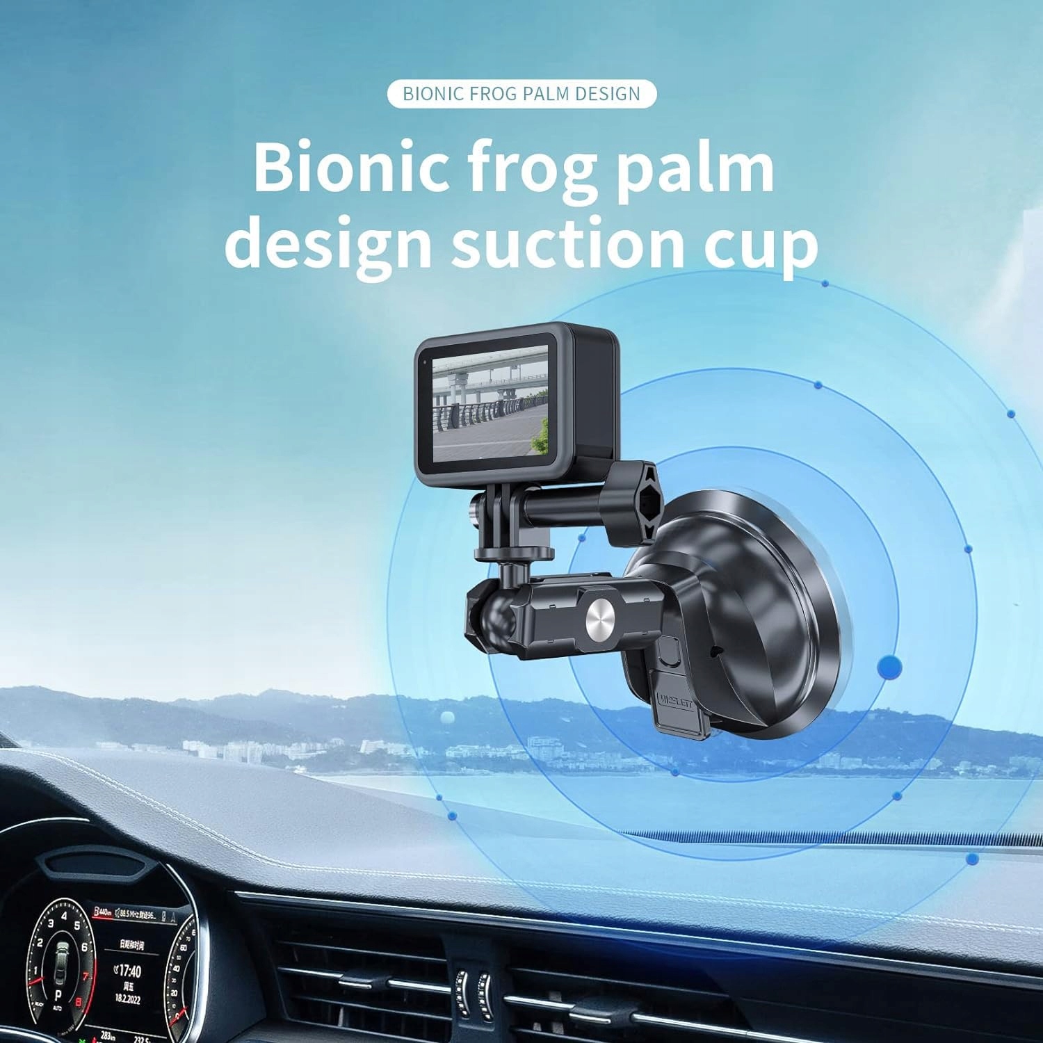 TELESIN Car Mount for GoPro DJI Insta360 on Windshield & Dashboard — miniatura 3