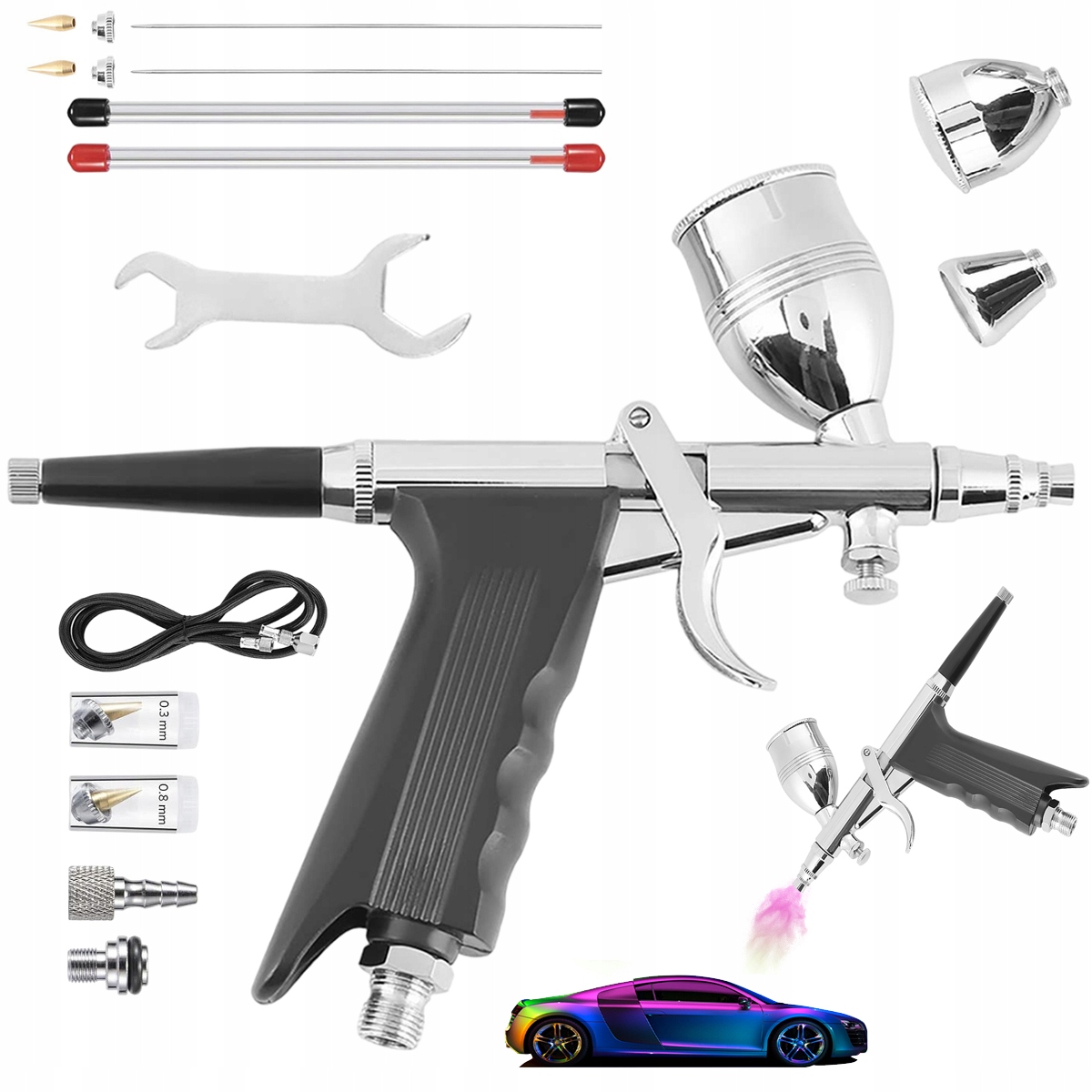 Aerograf S Tryskami 0.3/0.5/0.8 MM A Kelímky 2/5/13CC