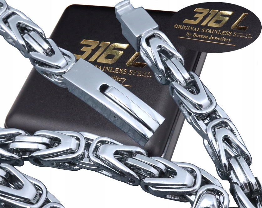 

Srebrny Łańcuszek Na Szyję Splot Królewski Premium