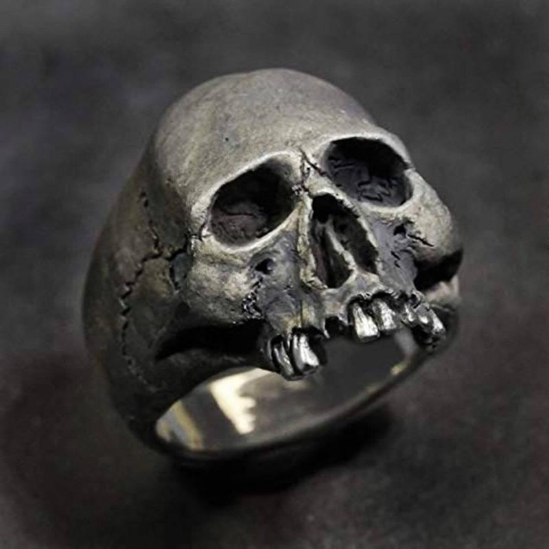 PIERŚCIONEK CZASZKA SZKIELET GŁOWA ZĘBY SREBRNY Materiał metal