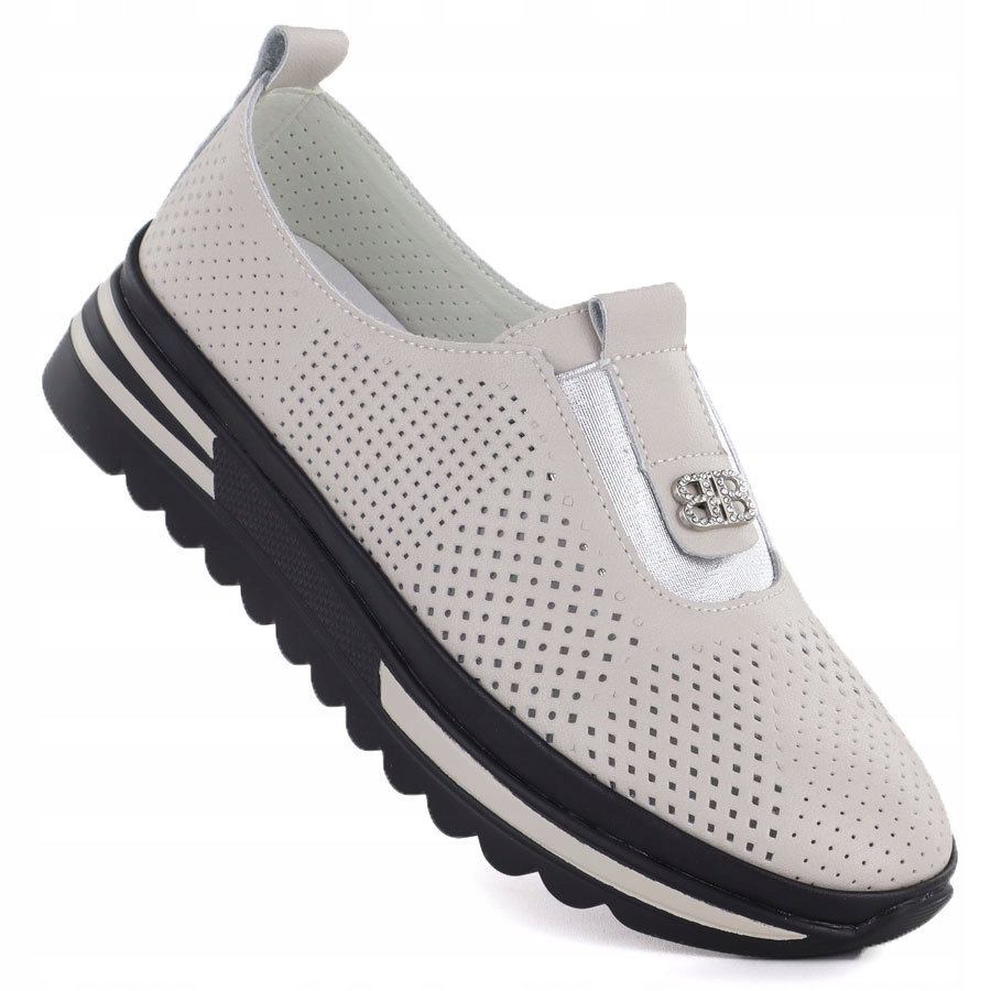 Dámské kožené polobotky na platformě béžové S.Barski 7092 36