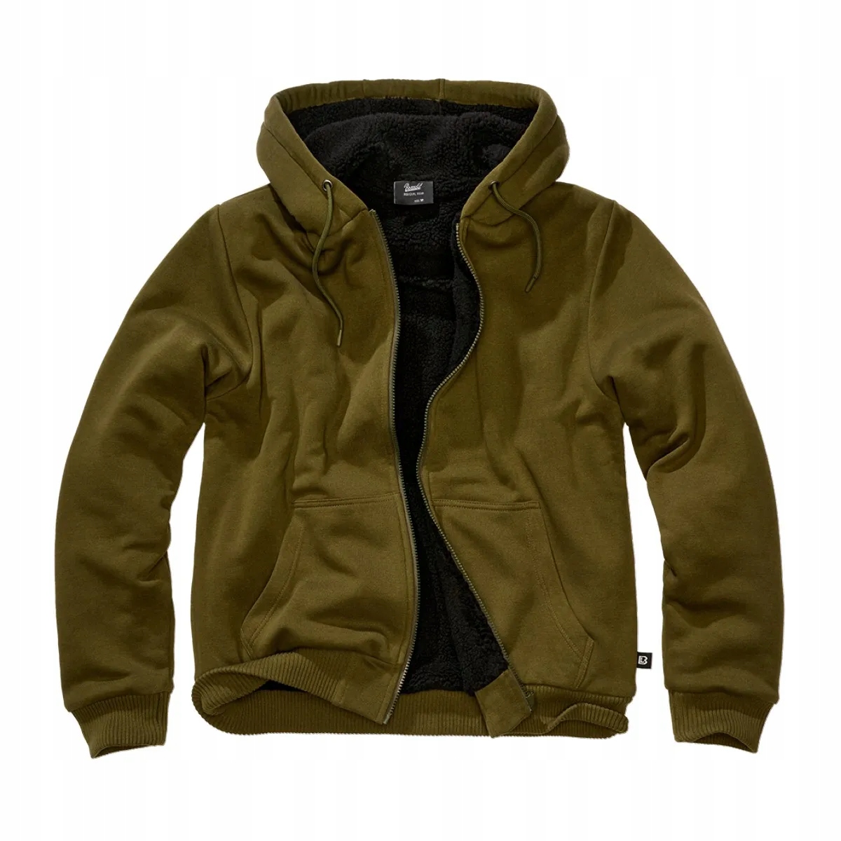 Rozepínací mikina s kapucí Brandit Sweatjacket Teddylining Olive XL