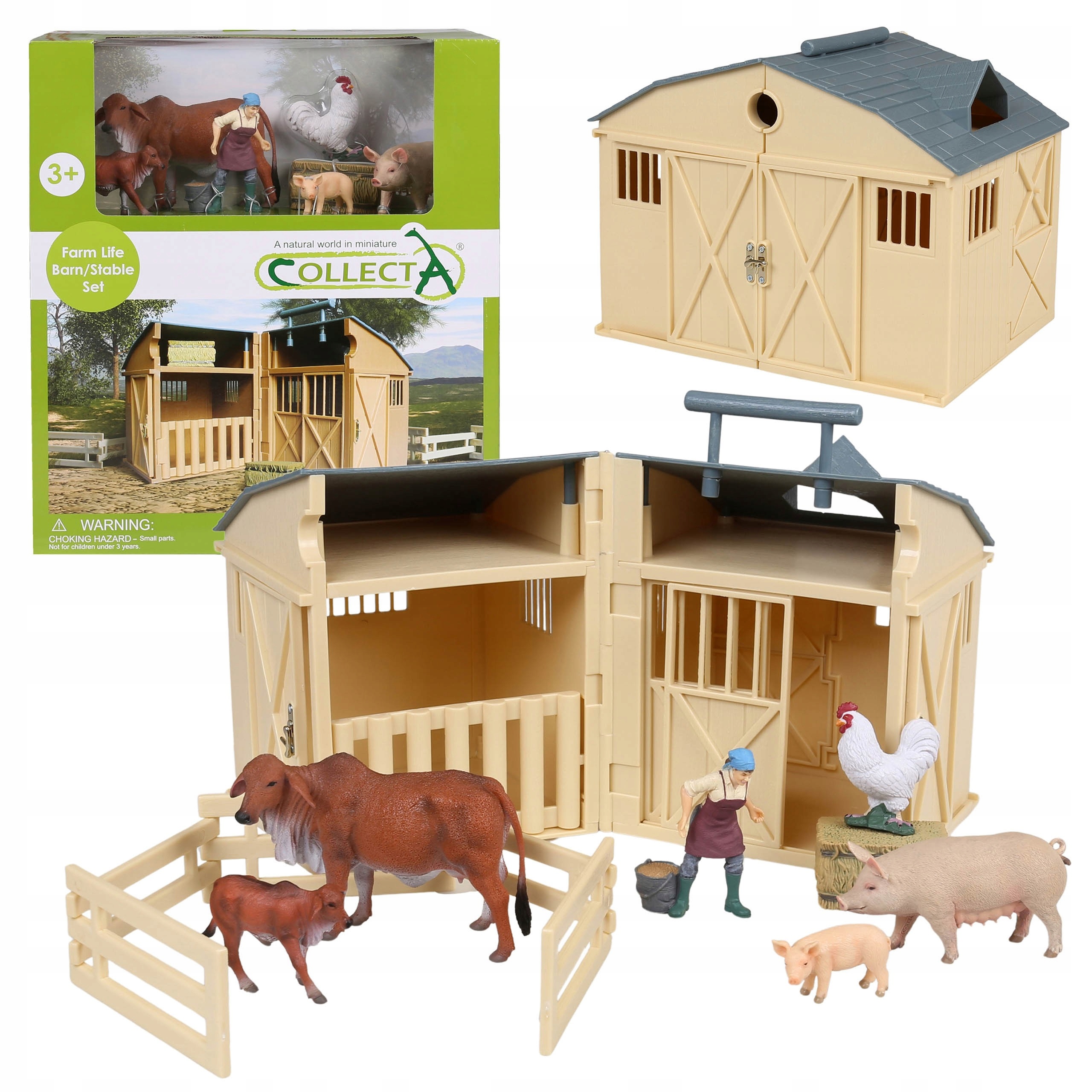 Collecta Bam Playset Zestaw figurek zwierząt wiejskich, obora 3+