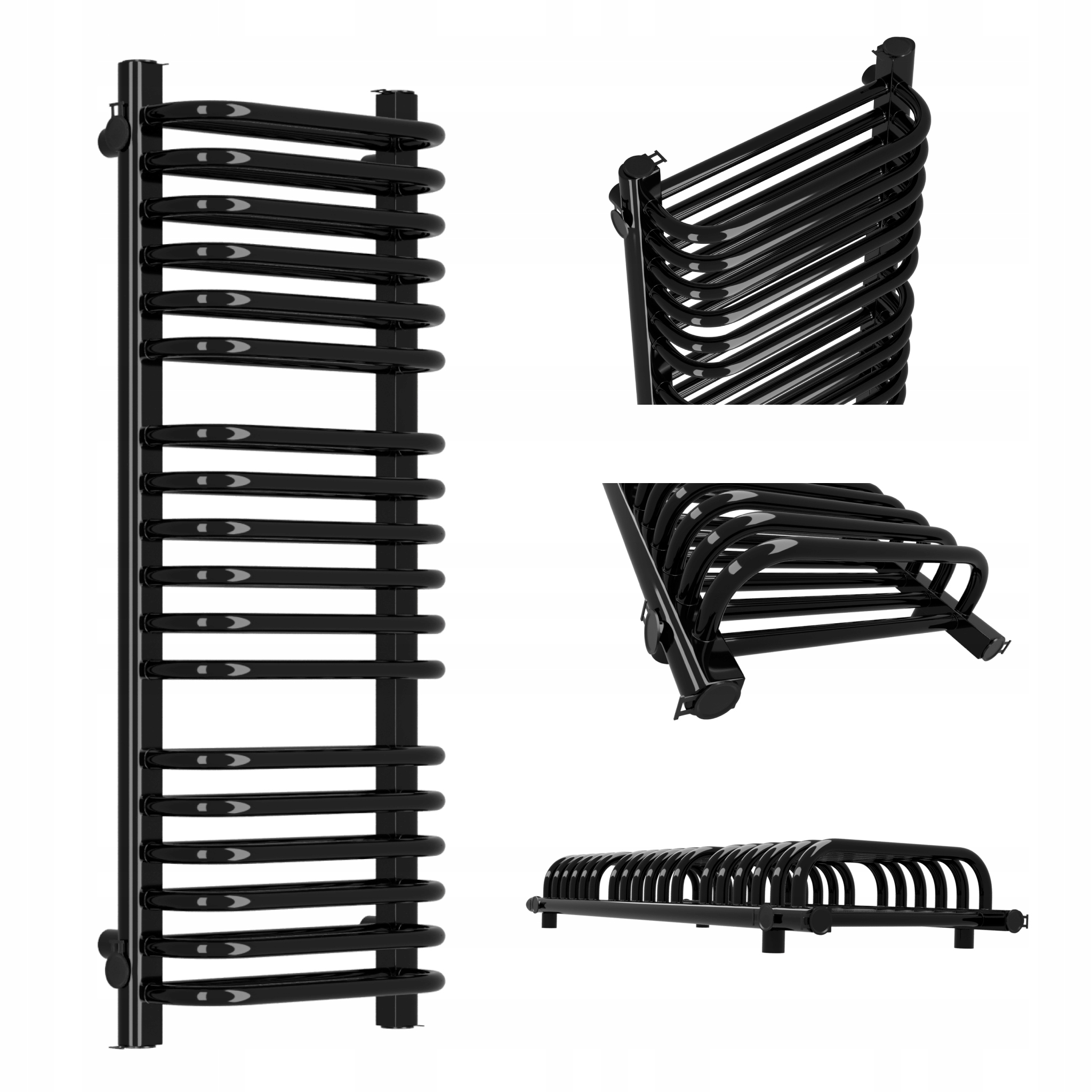 Koupelnový Radiátor Old-school 1220x500 Černý Poloviční