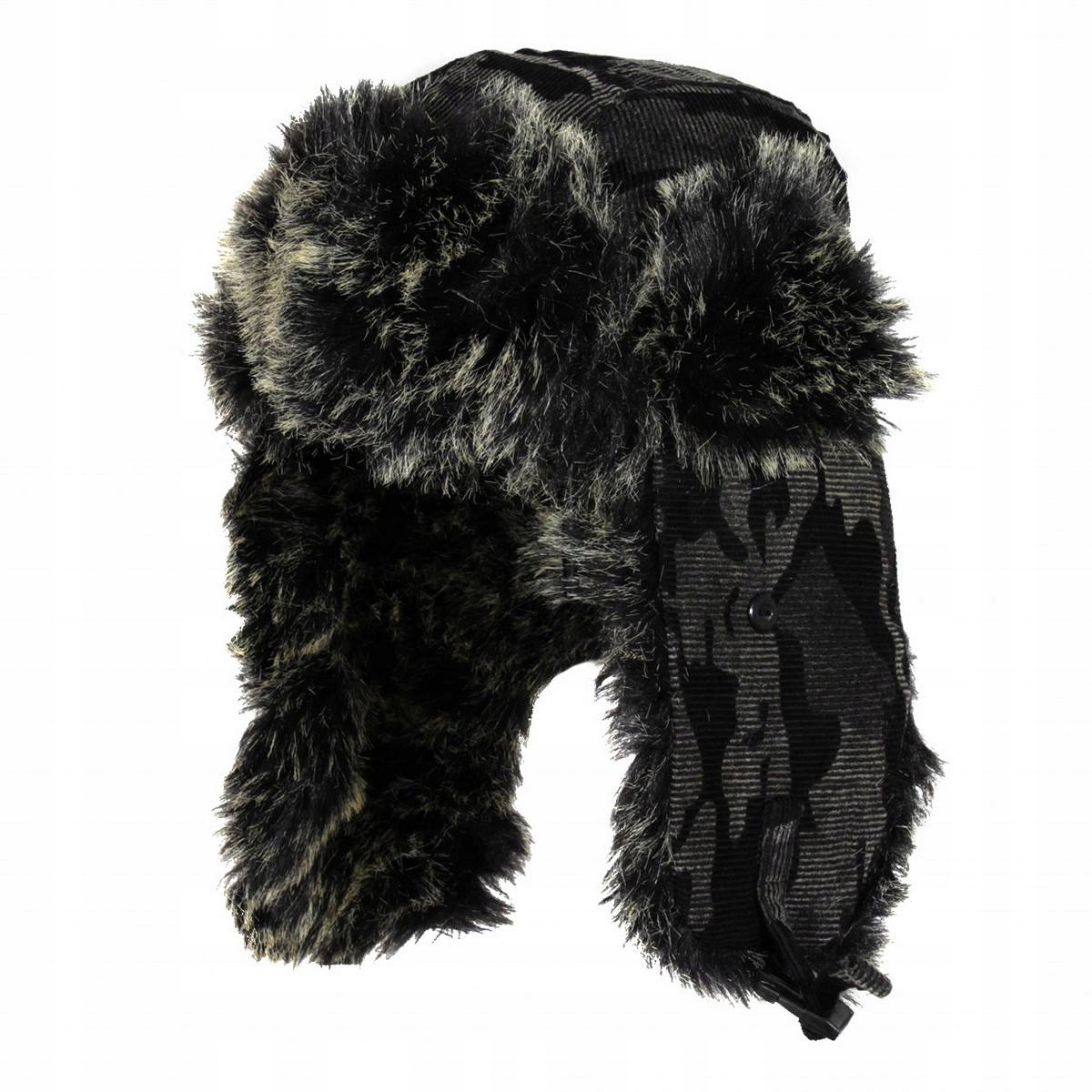 

W82C Ciepła zimowa czapka uszatka sztruksowa r.56