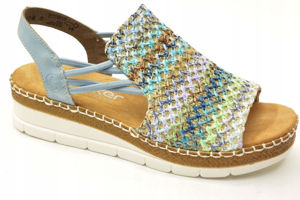 Rieker V1241 Dámské modré Sandály na platformě Espadryle vel. 40