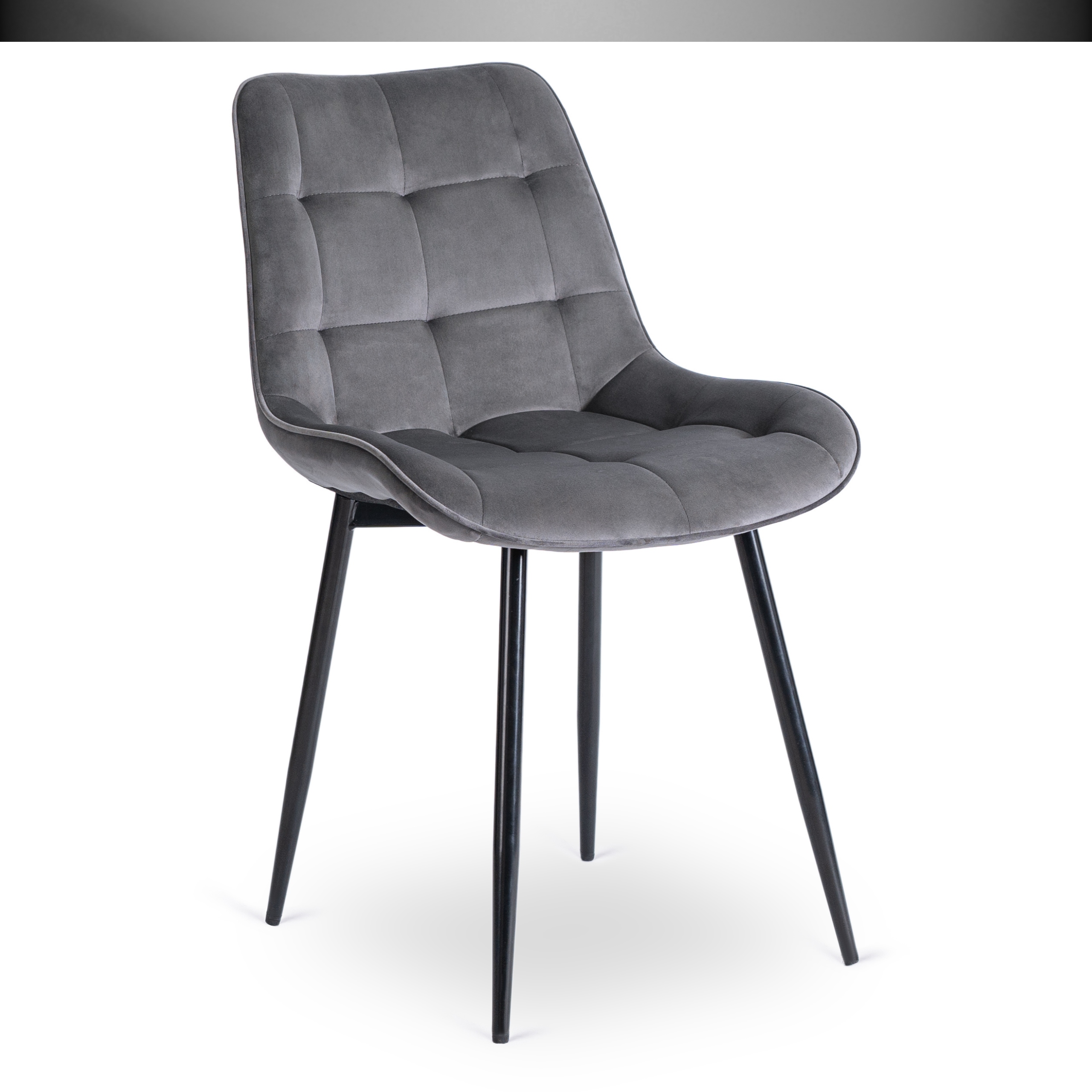 Krzesło Tapicerowane Welurowe Do Salonu Jadalni Kuchenne Szare CHRIS Szerokość mebla 51.5 cm