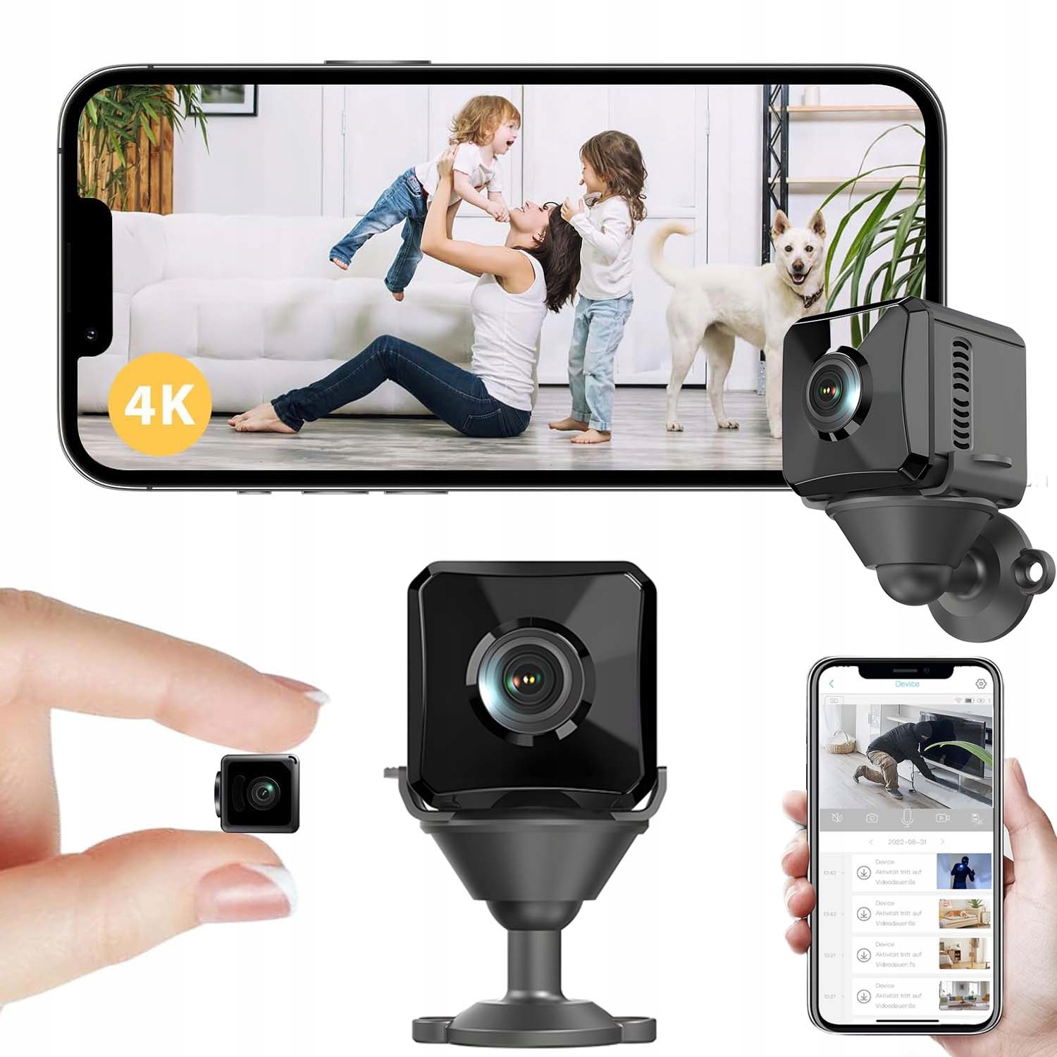 Mini kamera szpiegowska WiFi Ukryta 4K HD monitorująca z noktowizorem AI