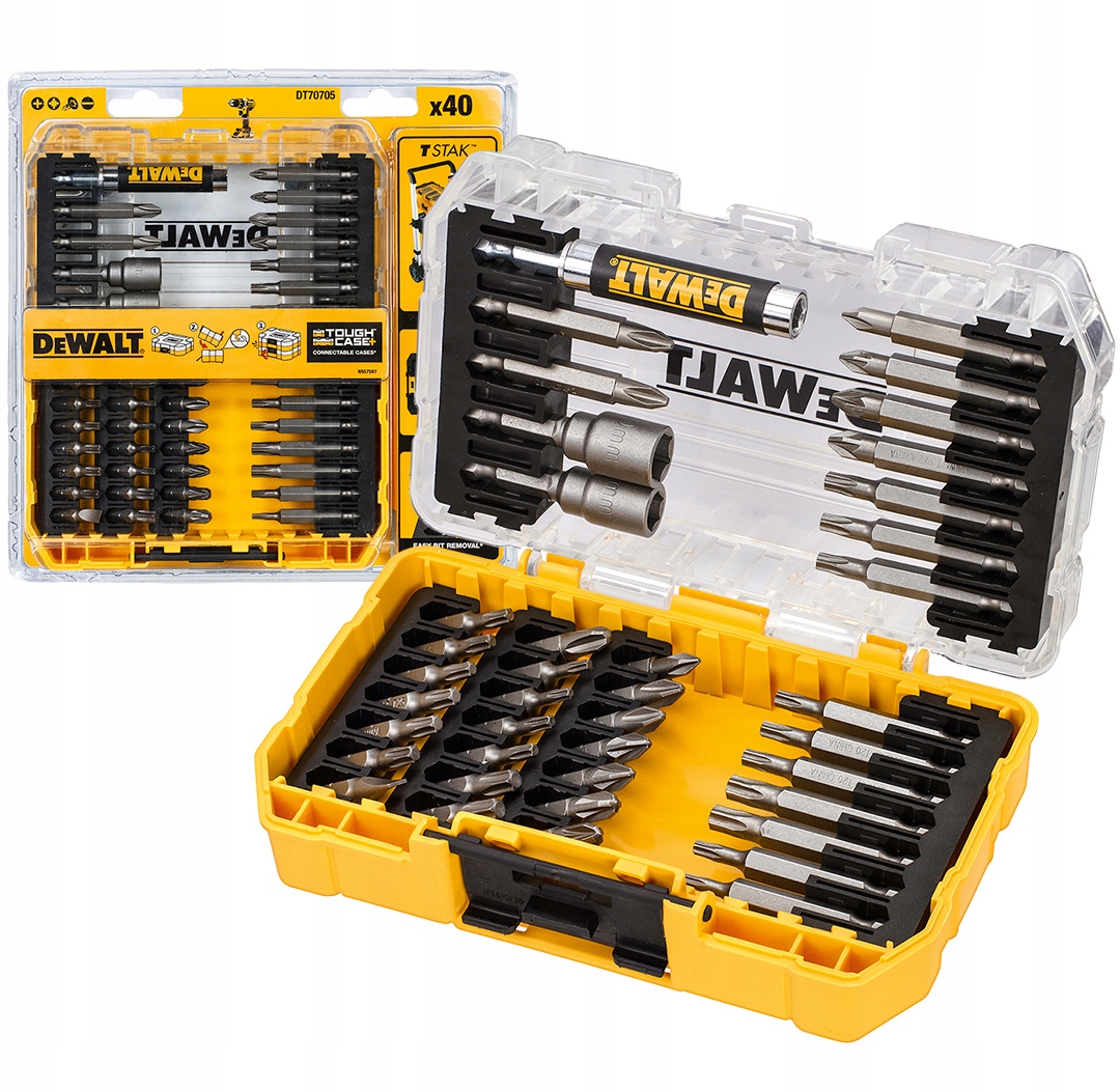 

Zestaw bitów nasadek 40 sztuk 1/4' DeWALT DT70705