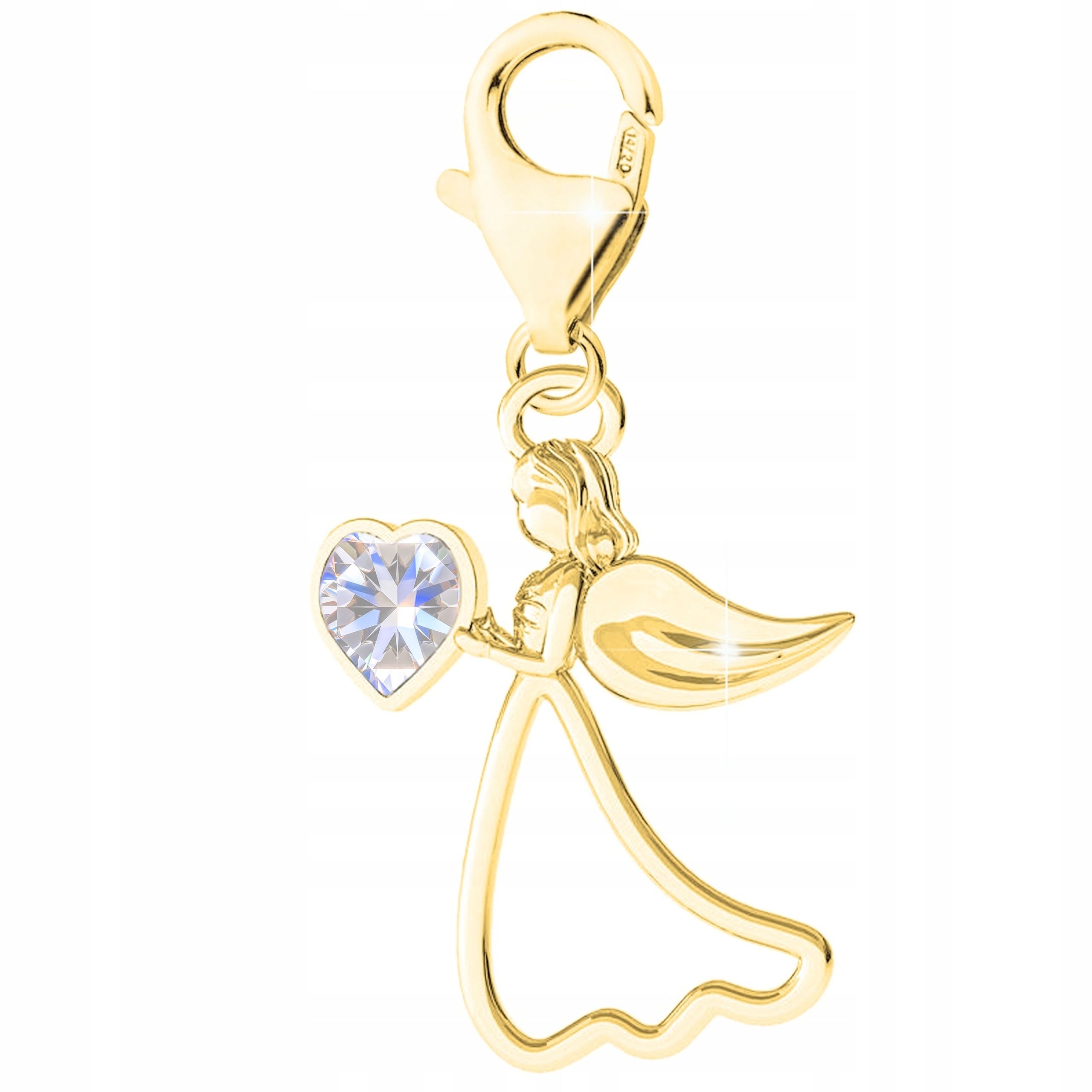 Zlatý přívěsek Anděl strážný se srdcem Anděl Srdce Zirkon Stříbro 925