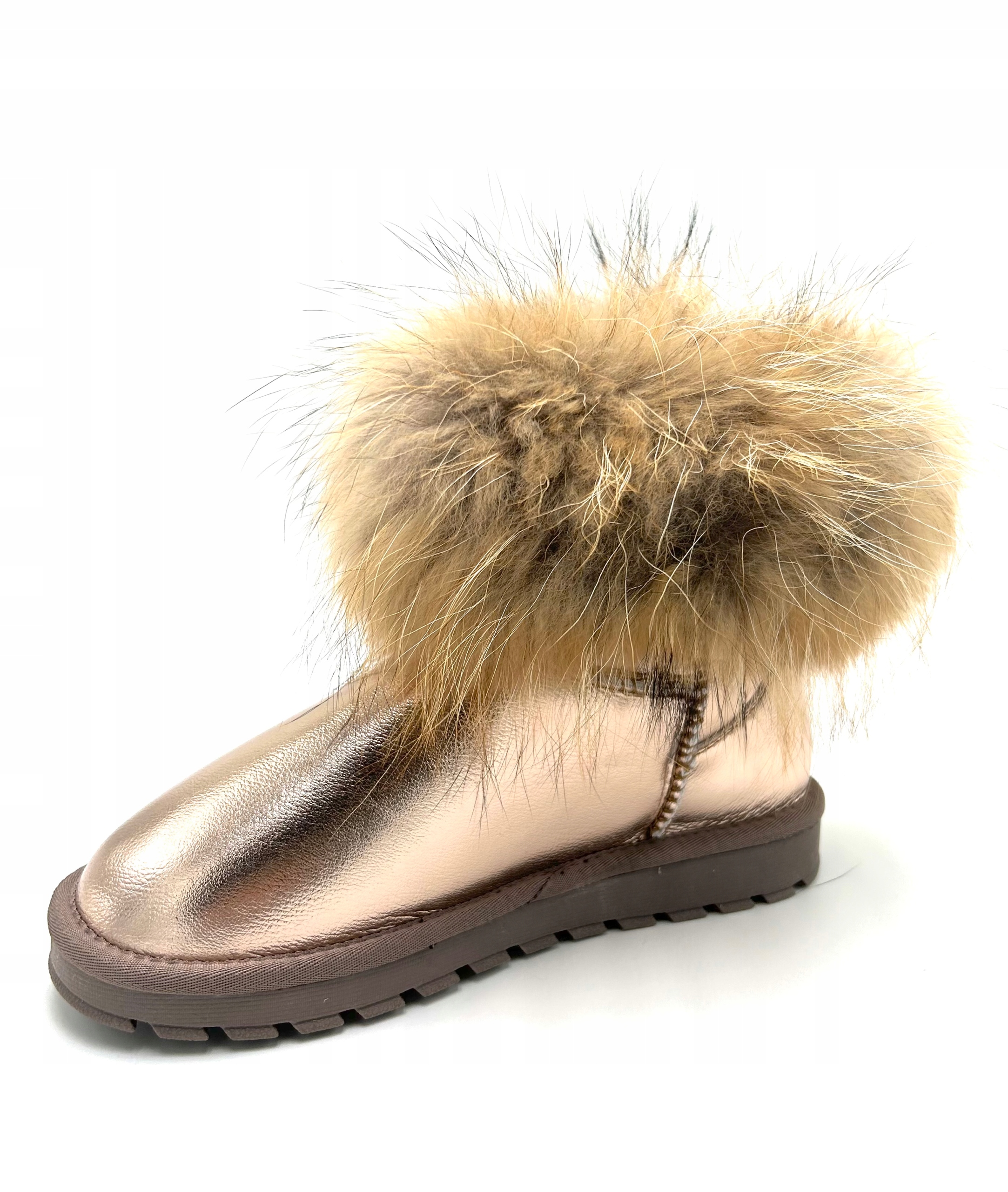 ŚNIEGOWCE EMU MUKLUKI ESKIMOSKI Z PRAWDZIWYM FUTREM JENOTA SKÓRA ZŁOTE 38 Model Śniegowce