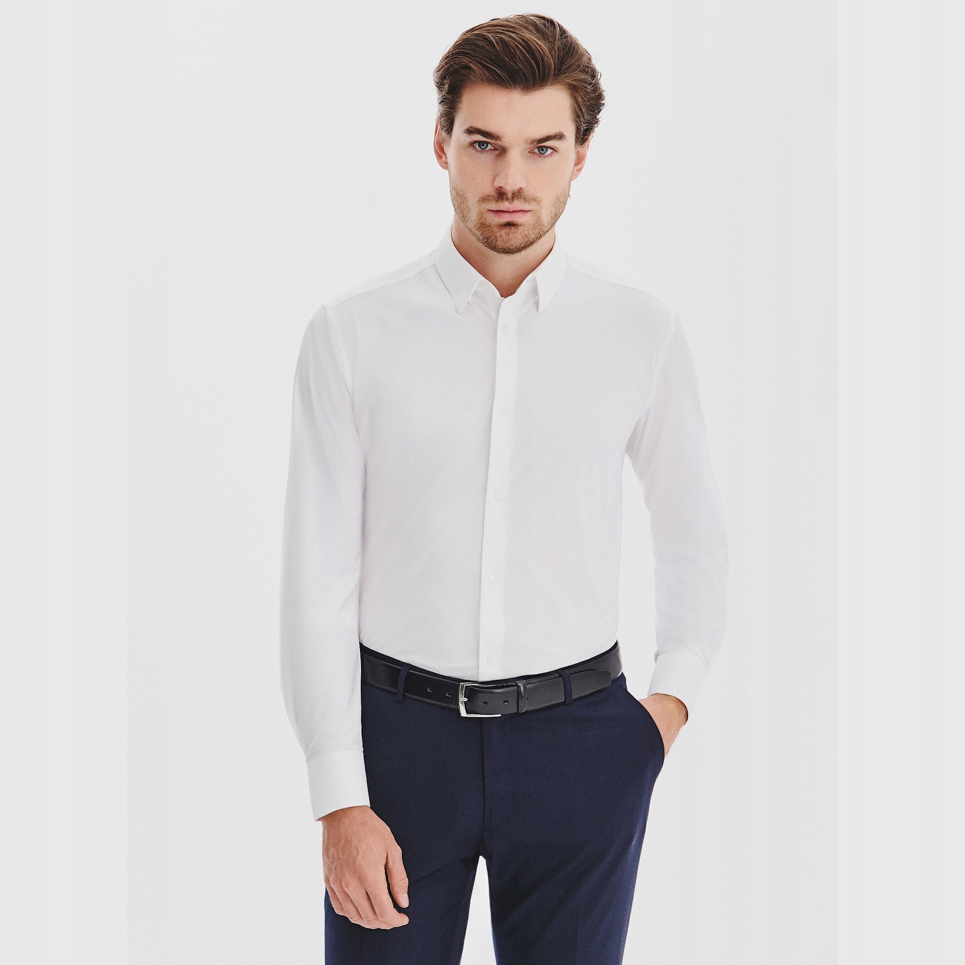 Elegantní pánská košile v bílé barvě Basic Pako Lorente vel