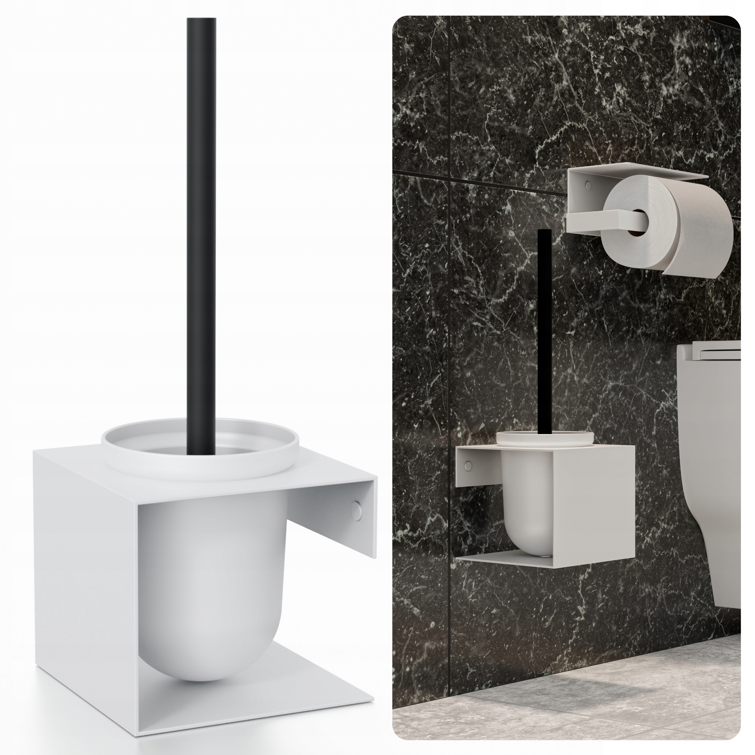 Toaletní Kartáč Lotus Industriální Styl Závěsný Loft Koupelnový Bílý