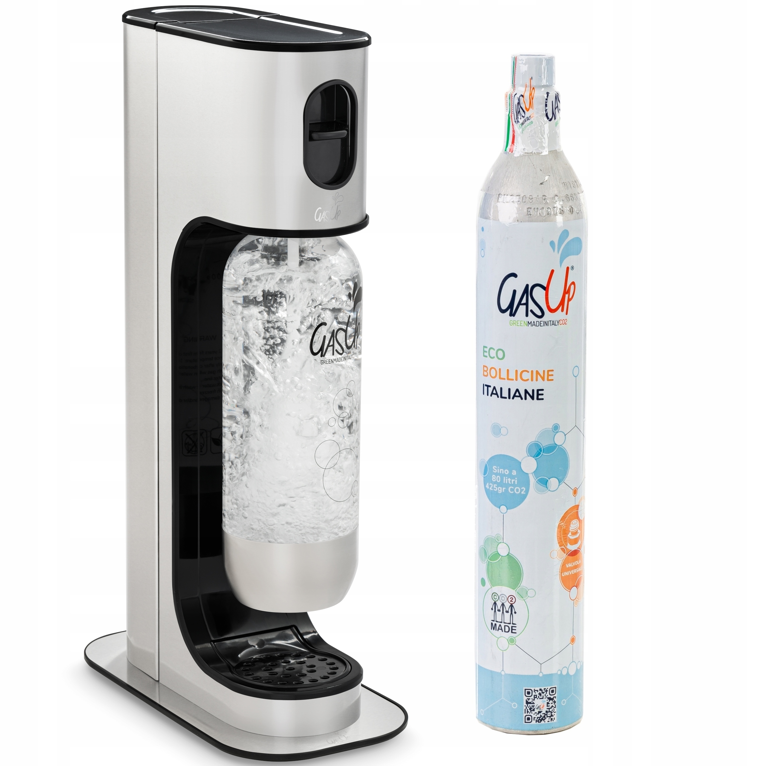 výrobník sody, sifon na perlivou vodu GasUp Iron ocelový/černý