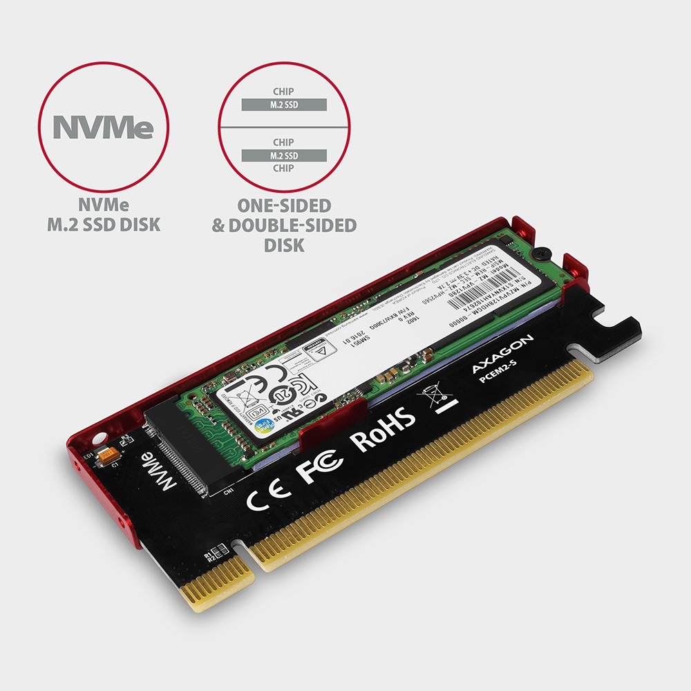 PCEM2-S Adapter wewnętrzny PCIe x16, 1x M.2 NVMe Kod producenta PCEM2-S