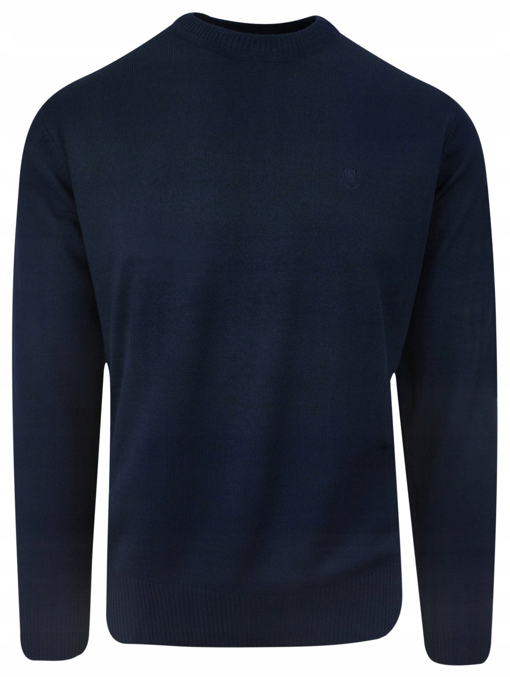 Tmavě modrý vlněný pologolf s vysokým výstřihem XXL