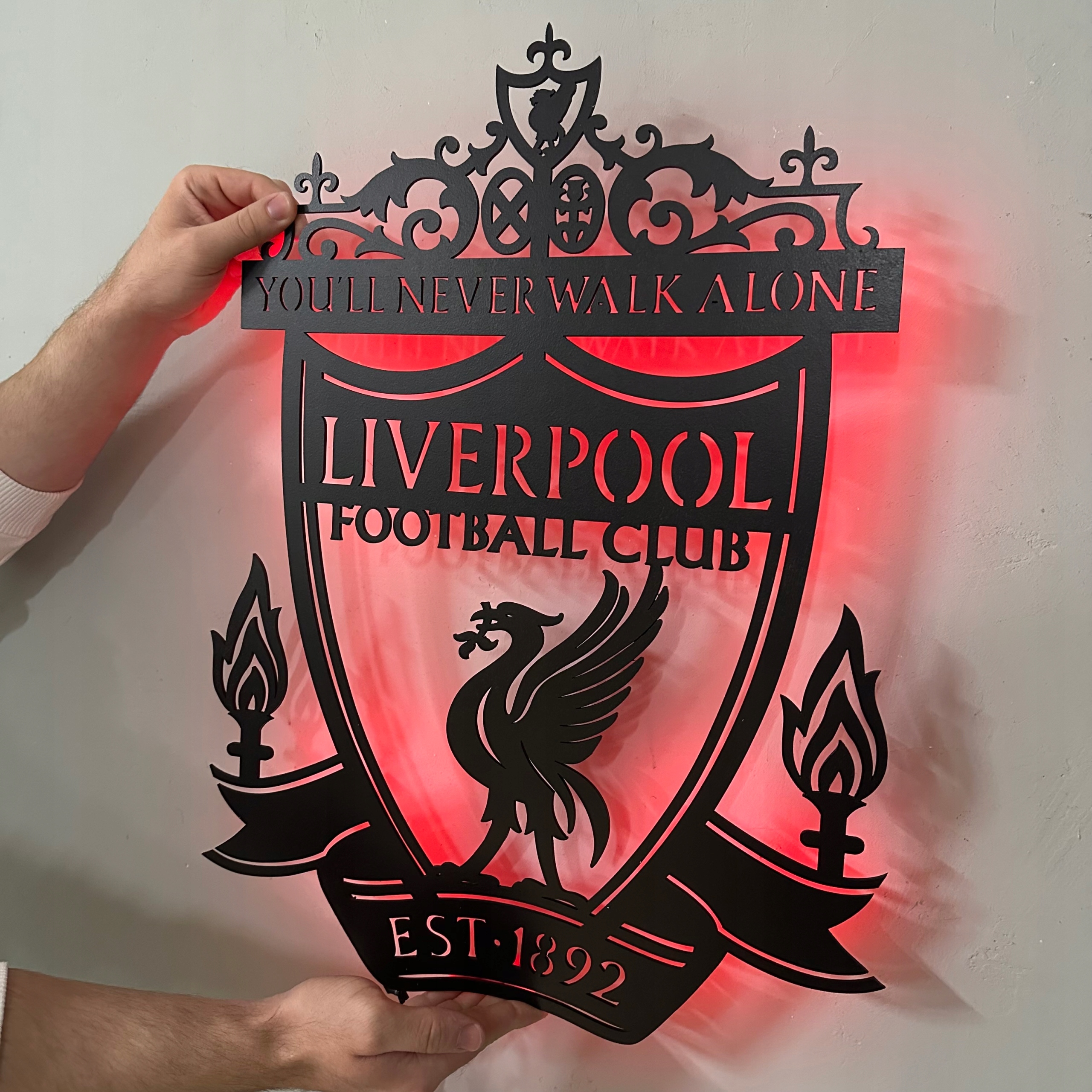 Liverpool Dřevěný 3D obraz Fotbal Nástěnná Dekorace Noční Lampa Led
