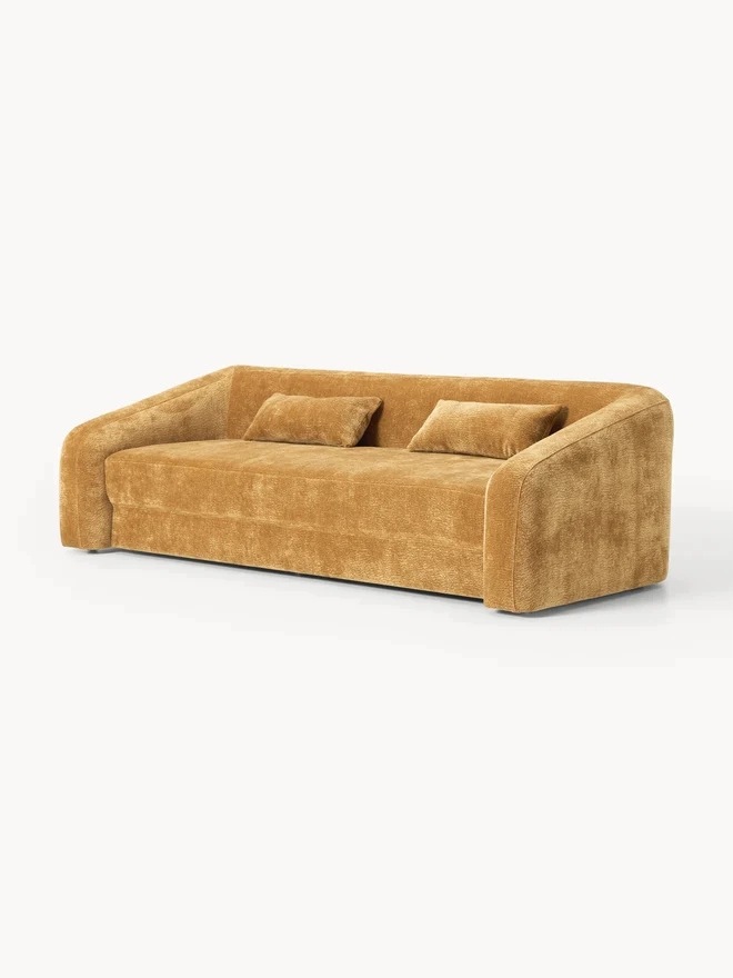 Sofa rozkładana Eliot W 230 x D 100 cm (3-osobowa) Aksamitna musztarda