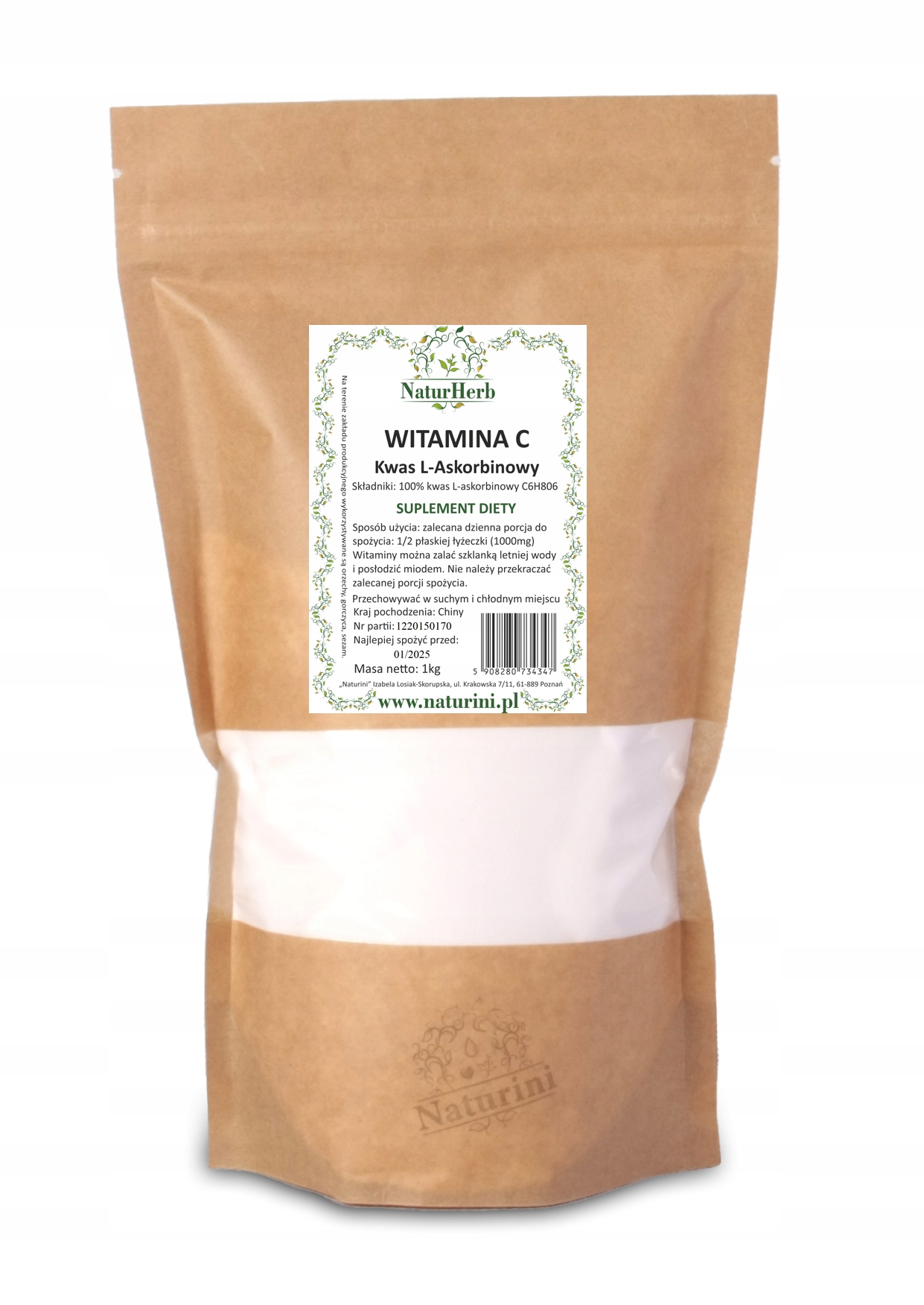 WITAMINA C W PROSZKU 100% KWAS L-ASKORBINOWY 500g