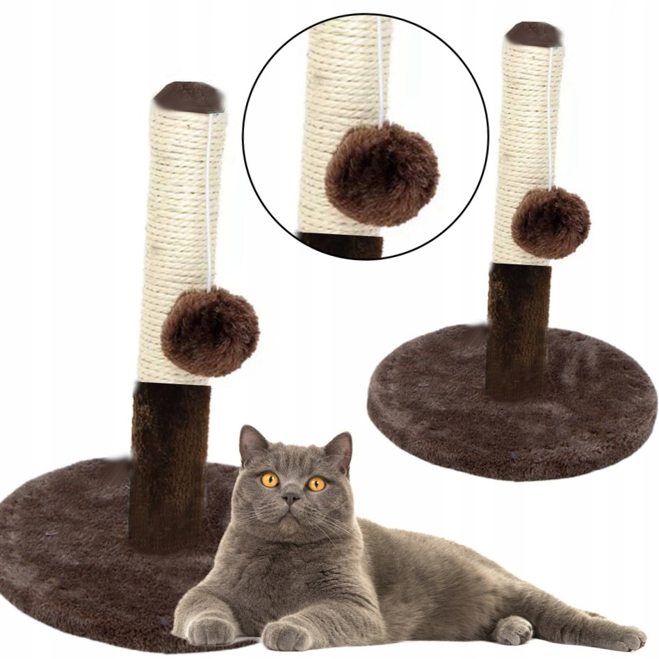 Levně Škrabadlo pro kočky Škrabací sloupek Věž Tmavě hnědá 40 cm x 30 cm
