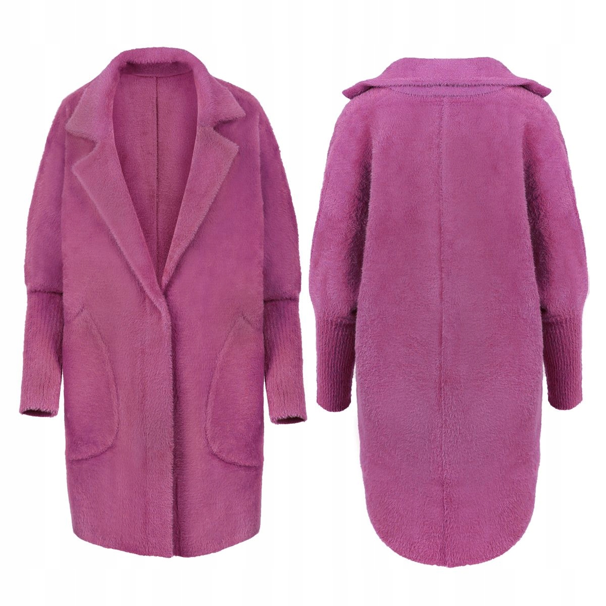 PŁASZCZ ALPAKA KOŁNIERZ WEŁNA KOLOR WRZOSOWY Rozmiar uniwersalny