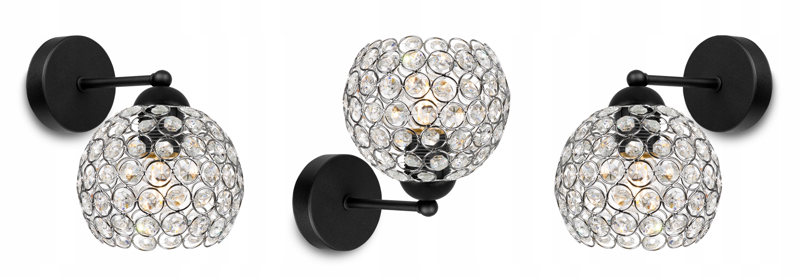 NOWOCZESNA LAMPA KNKIET ELEGANCKA KRYSZTAŁKI CHROM Długość/wysokość 21 cm