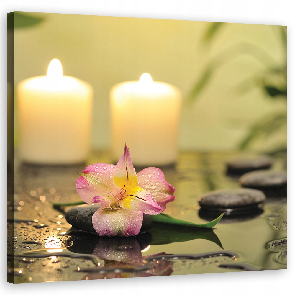 Obraz na plátně, Svíčky a orchidej zen 50x50