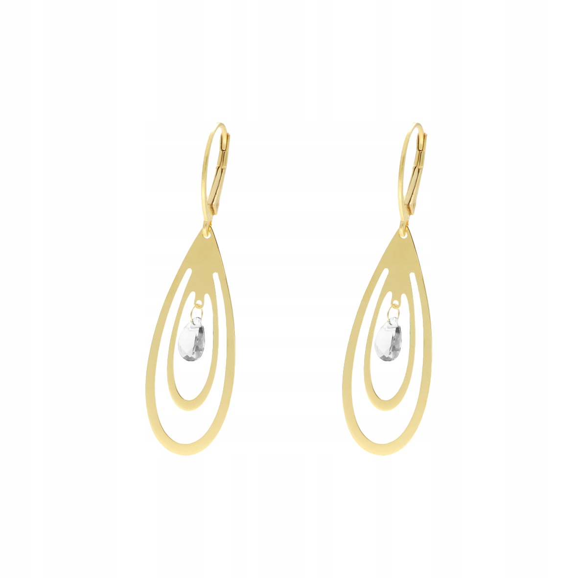Stříbrné náušnice s bílým zirkonem a pozlacenými slzami