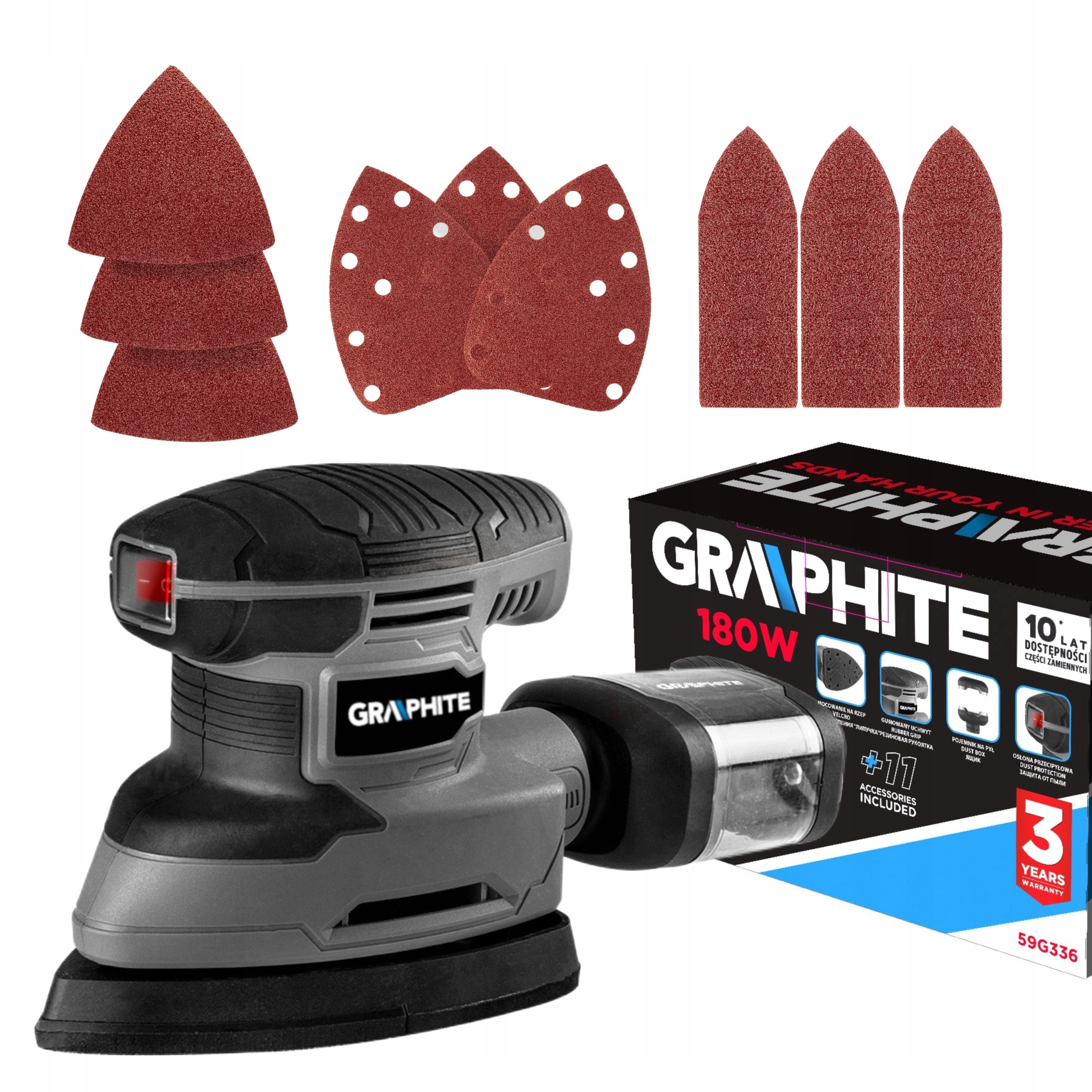 GRAPHITE DELTA ОРБИТАЛЬНАЯ ШЛИФОВАЛЬНАЯ МАШИНА 180 ВТ 3 ФУТА