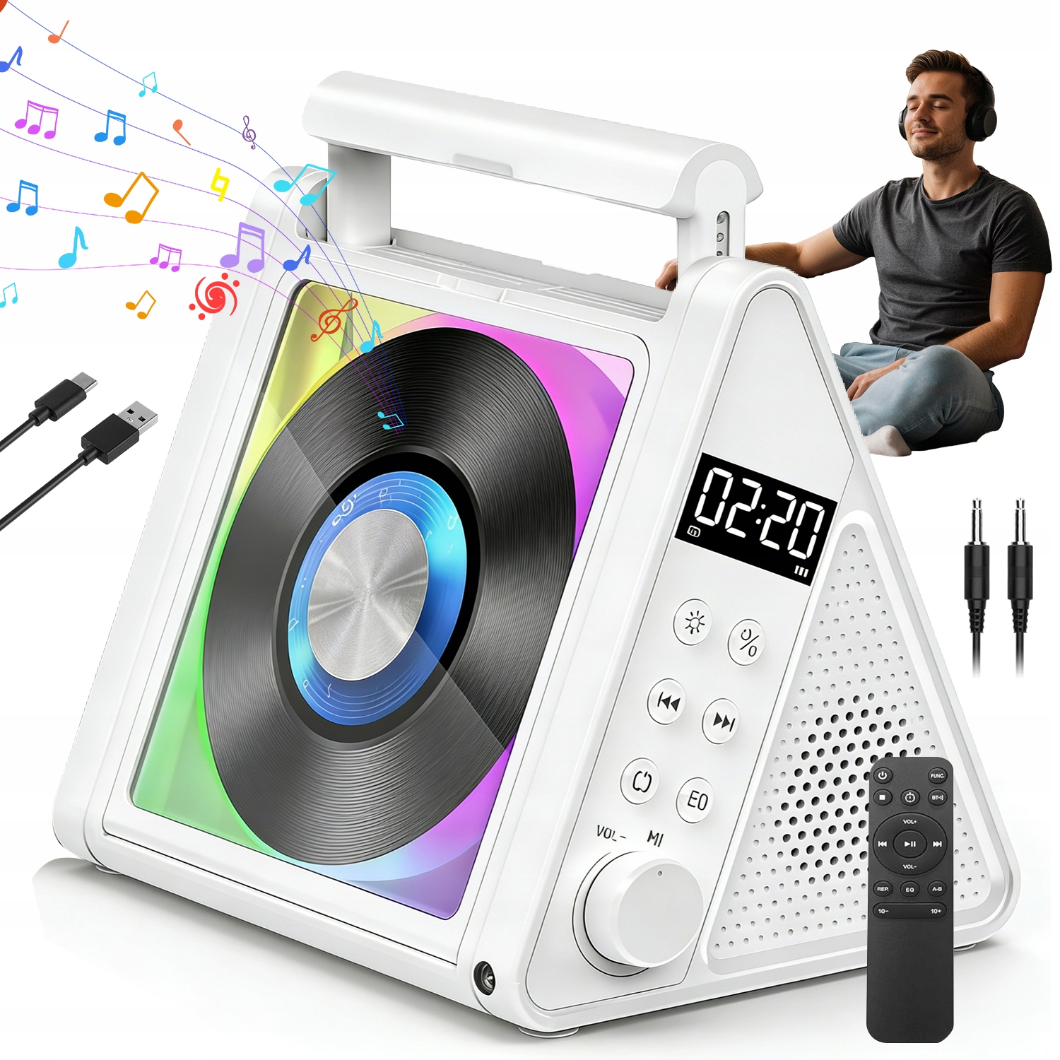 Odtwarzacz CD Bluetooth MP3 Usb Aux Radio Fm Pilot 2x10W Hi-fi 5 Equalizer