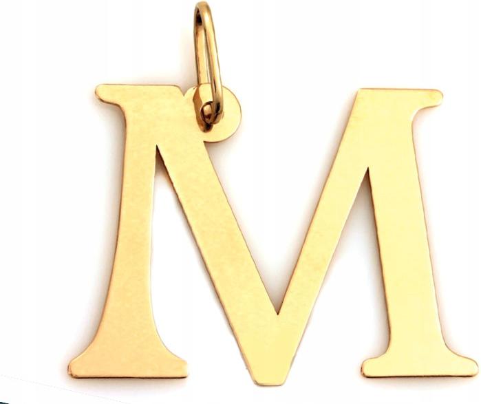 Zlatý přívěsek 585 vyřezávaný plech Písmeno M přívěsek na řetízek 14k