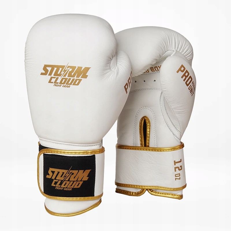 StormCloud Rękawice Bokserskie Boxing Pro Białe/Złote 14oz