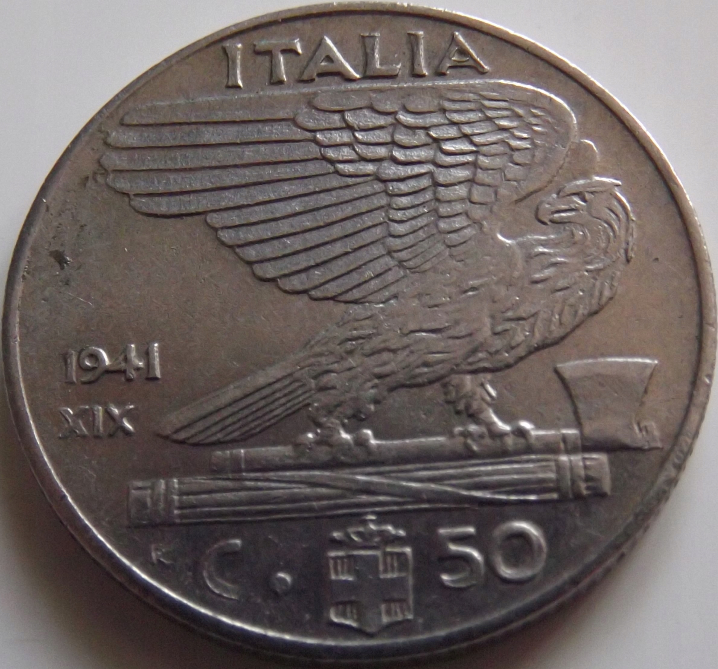 Włochy 50 centesimi 1941 Wiktor Emanuel III st. 2/2+