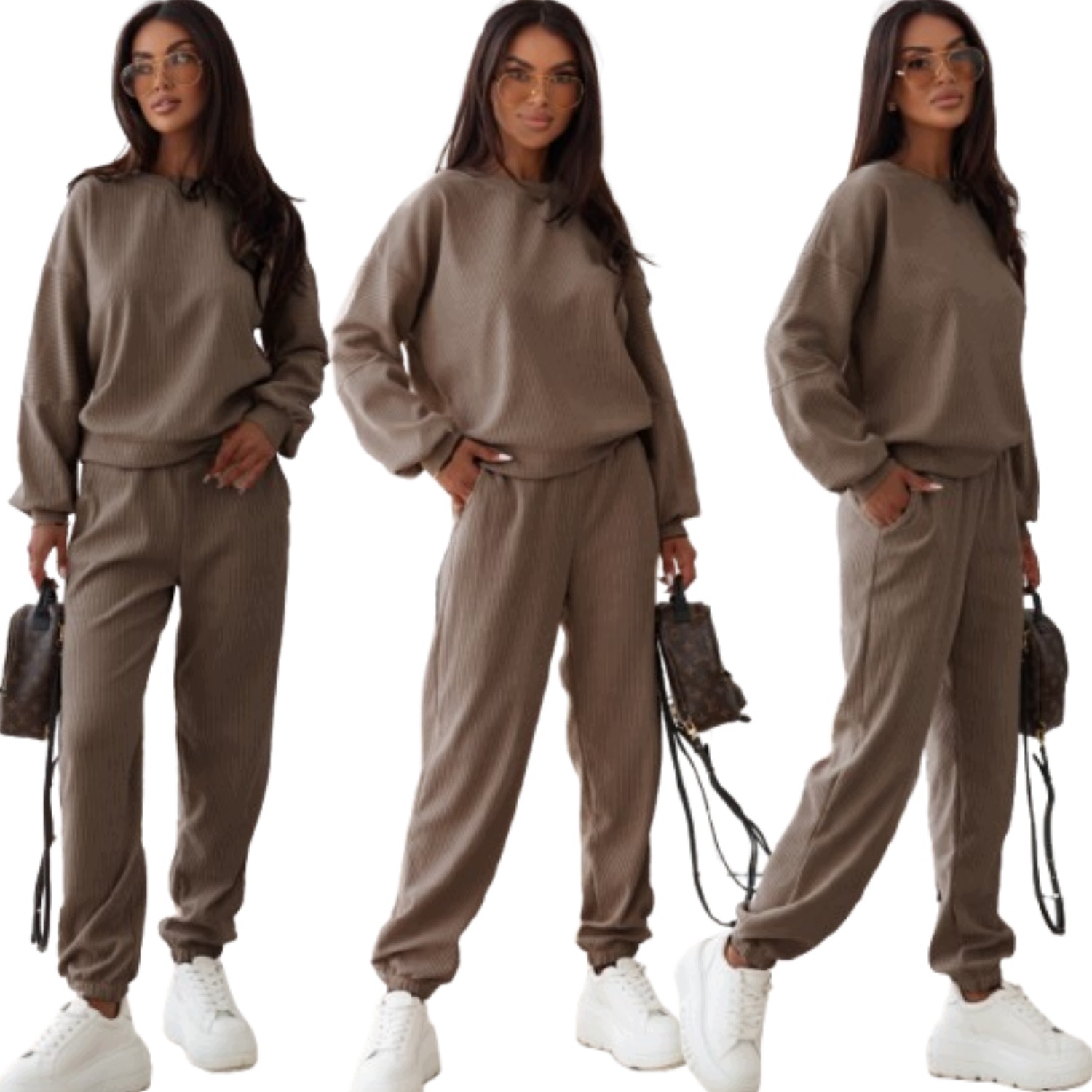 Sztruksowy Komplet Damski Bluza Spodnie Polski Produkt Fango L/XL