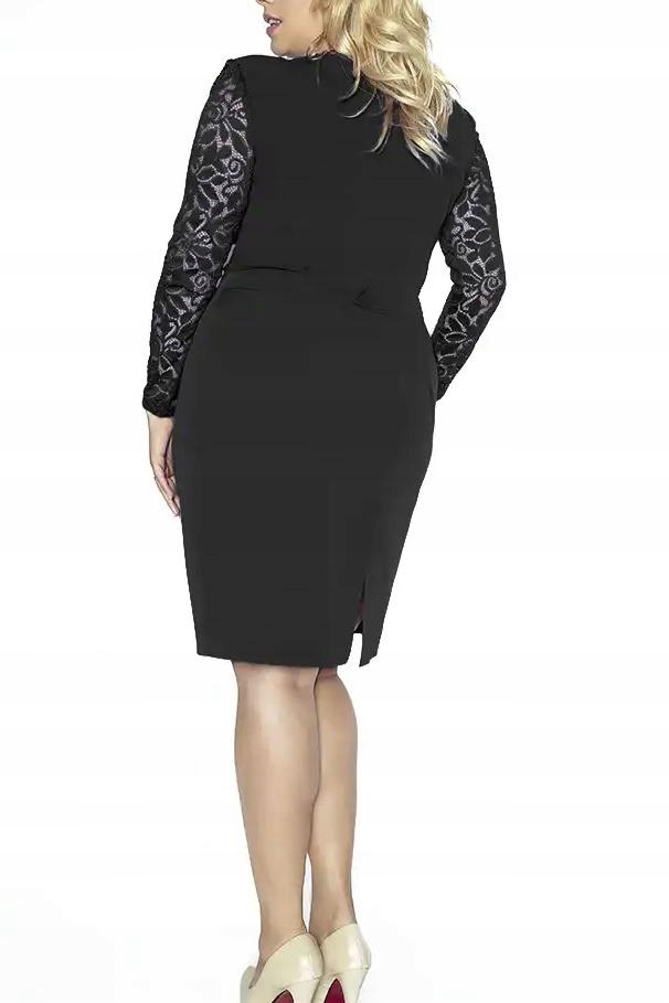 Wizytowa Sukienka Koronkowe Rękawy Sylwester R/50 Zapięcie zamek