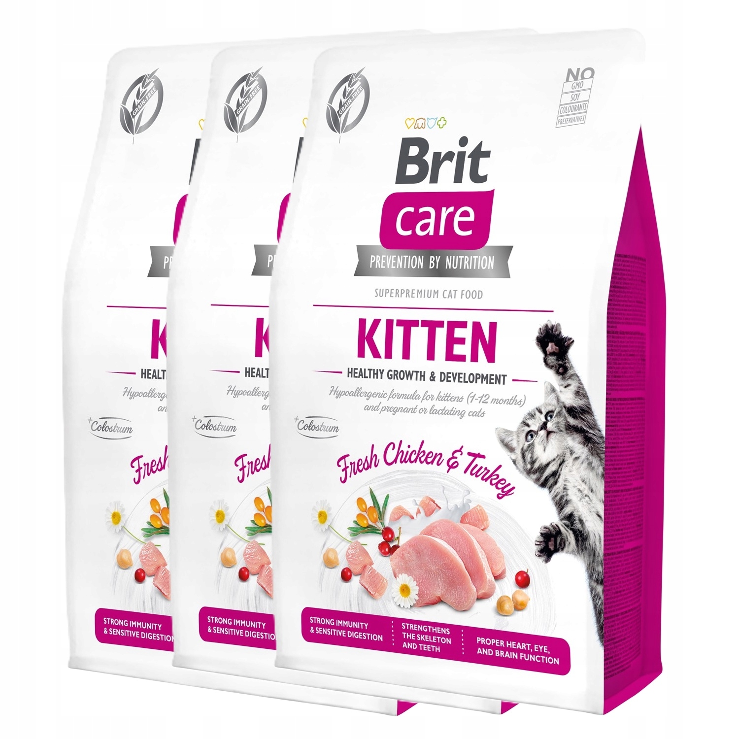 Levně Brit Care Cat Grain-Free Kitten Healthy Growth kuře a krůta 3 balení 6 kg
