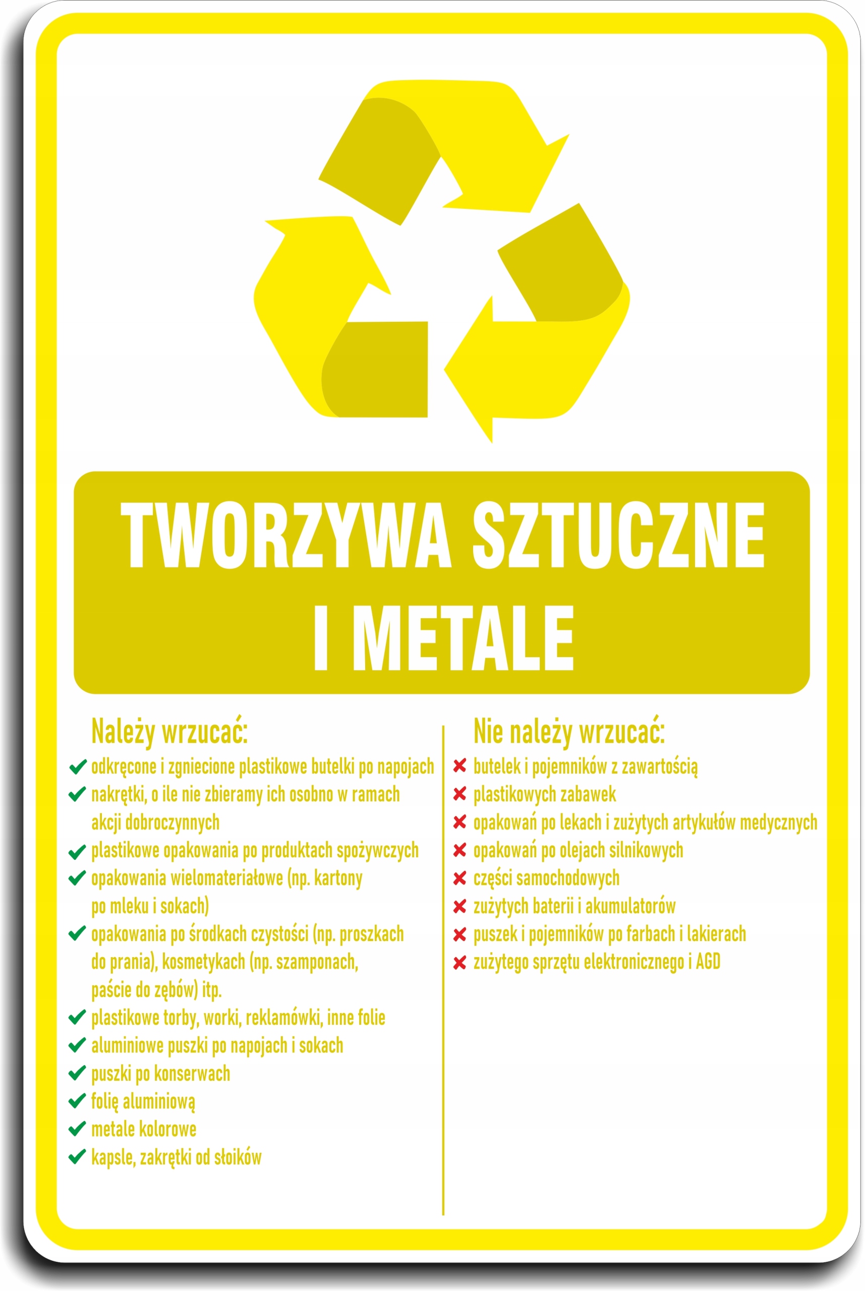 TWORZYWA naklejka na kosze segregacja śmieci 30cm