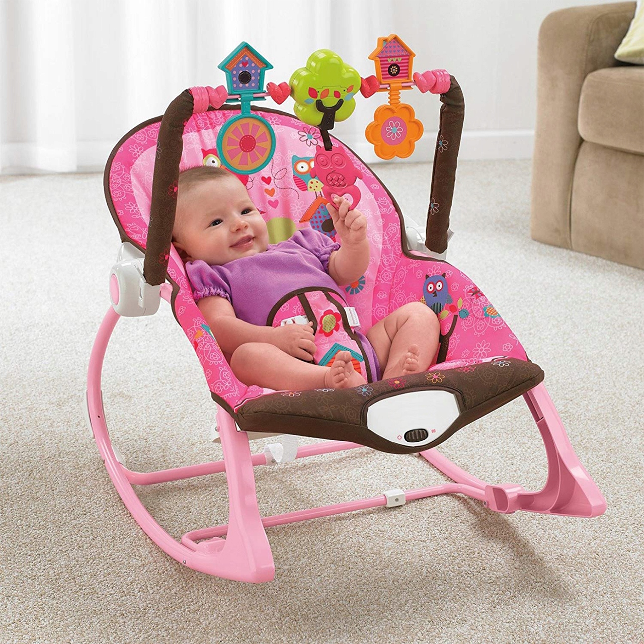 ВІБРАЦІЙНЕ КРІСЛО OWL ROCKER PINK Висота виробу 39 см