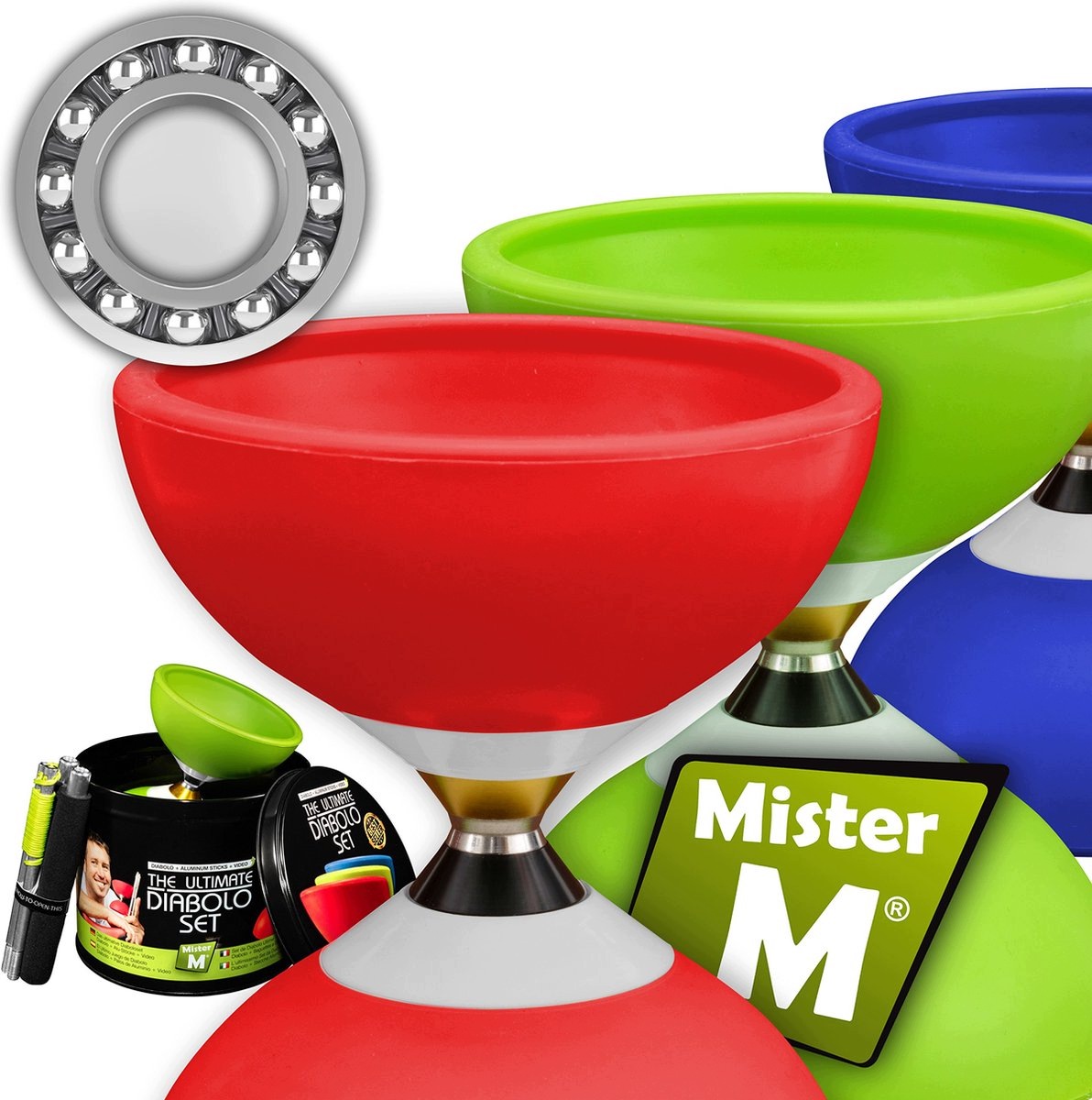 Sada pro žonglérku Diabolo Redify The Ultimate Bearing, trojitá ložiska