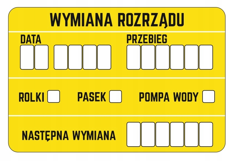 

Naklejki Serwisowe 8 szt Wymiana Rozrządu 9x6cm