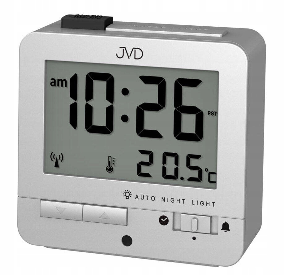 Čtvercový Budíkový Hodinový Budík Jvd RB9401.1. Podsvícení Teploměr Senzor
