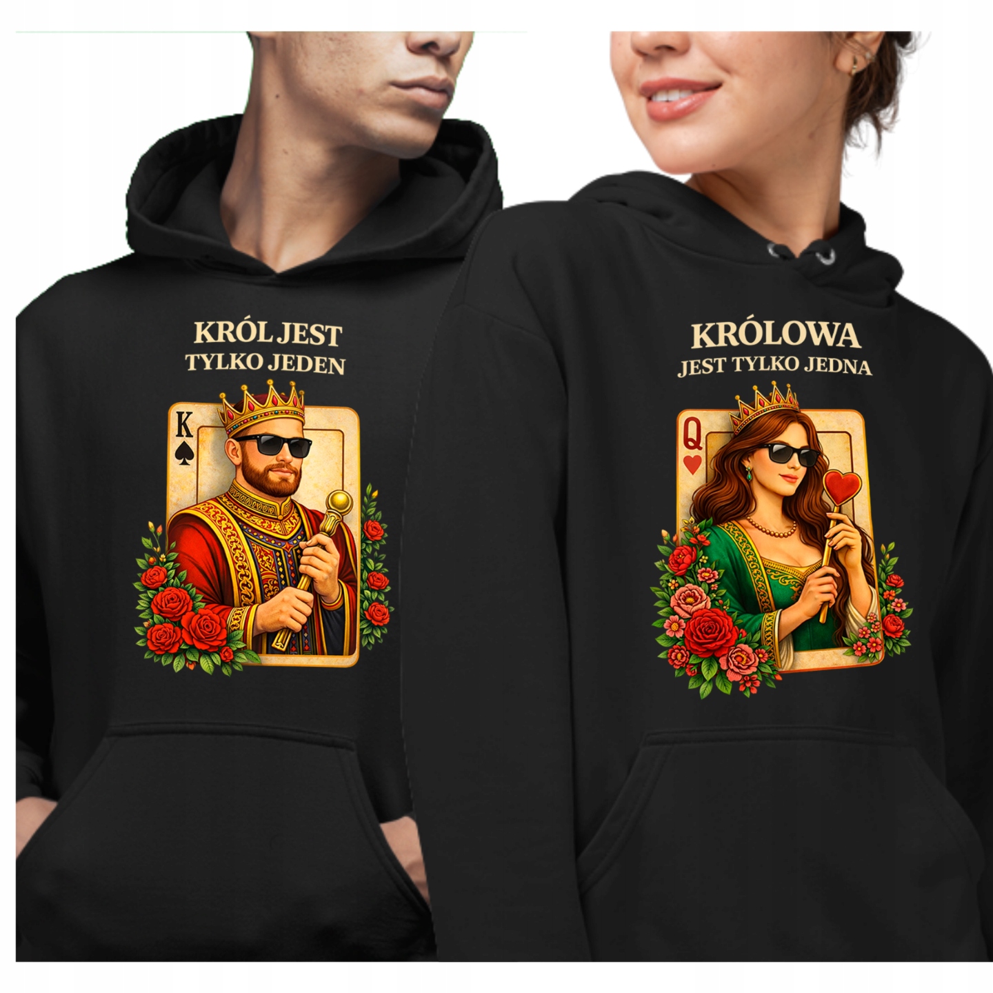 Sada dvou mikin Král a královna Dárek k Valentýnu Mikiny pro páry L