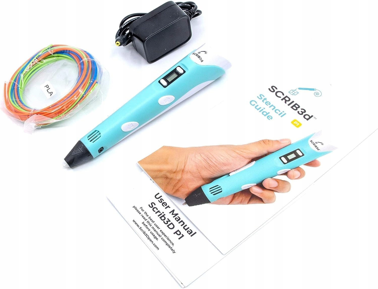 MAGIC PEN DŁUGOPIS 3D ZESTAW Z FILAMENTAMI PLA ABS SZABLONY LED NIEBIESKI