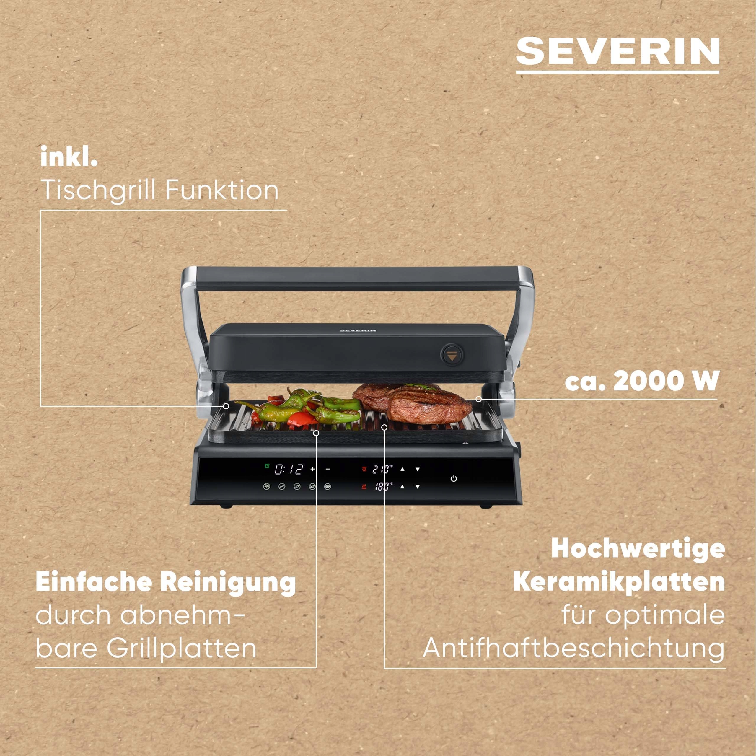 SEVERIN SEVINI Grill Elektryczny Do Mięsa Ryb Warzyw 1800W Czarny — miniatura 9