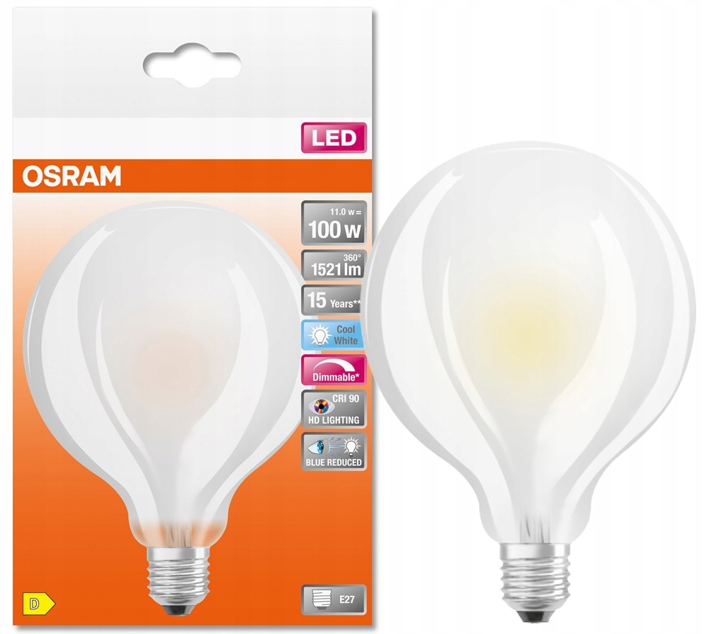 

Osram Led żarówka kula G95 11W barwa 4000K DIM mat