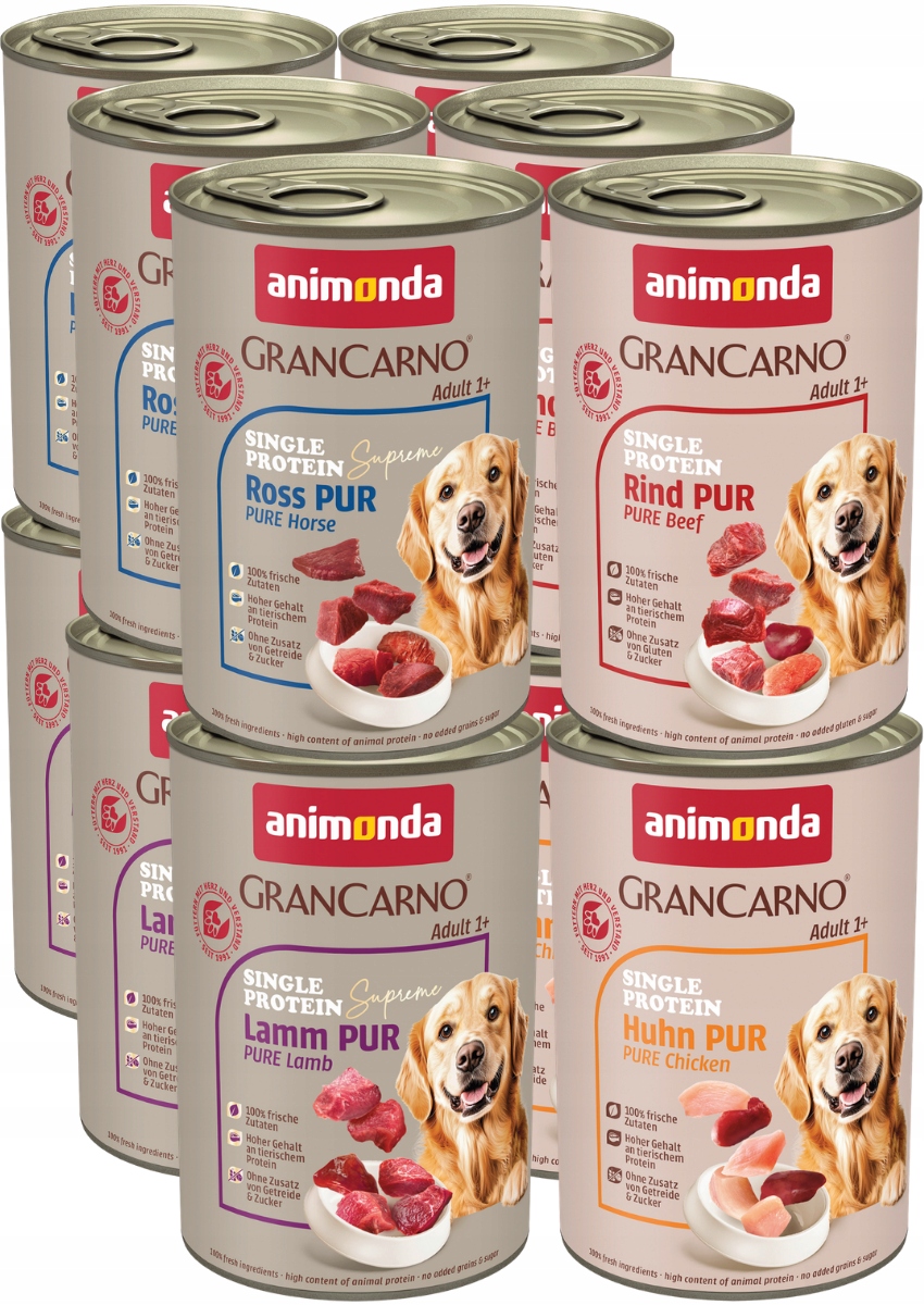 Animonda GranCarno Single Protein+Supreme konzerva Set 12x400g – mix chutí