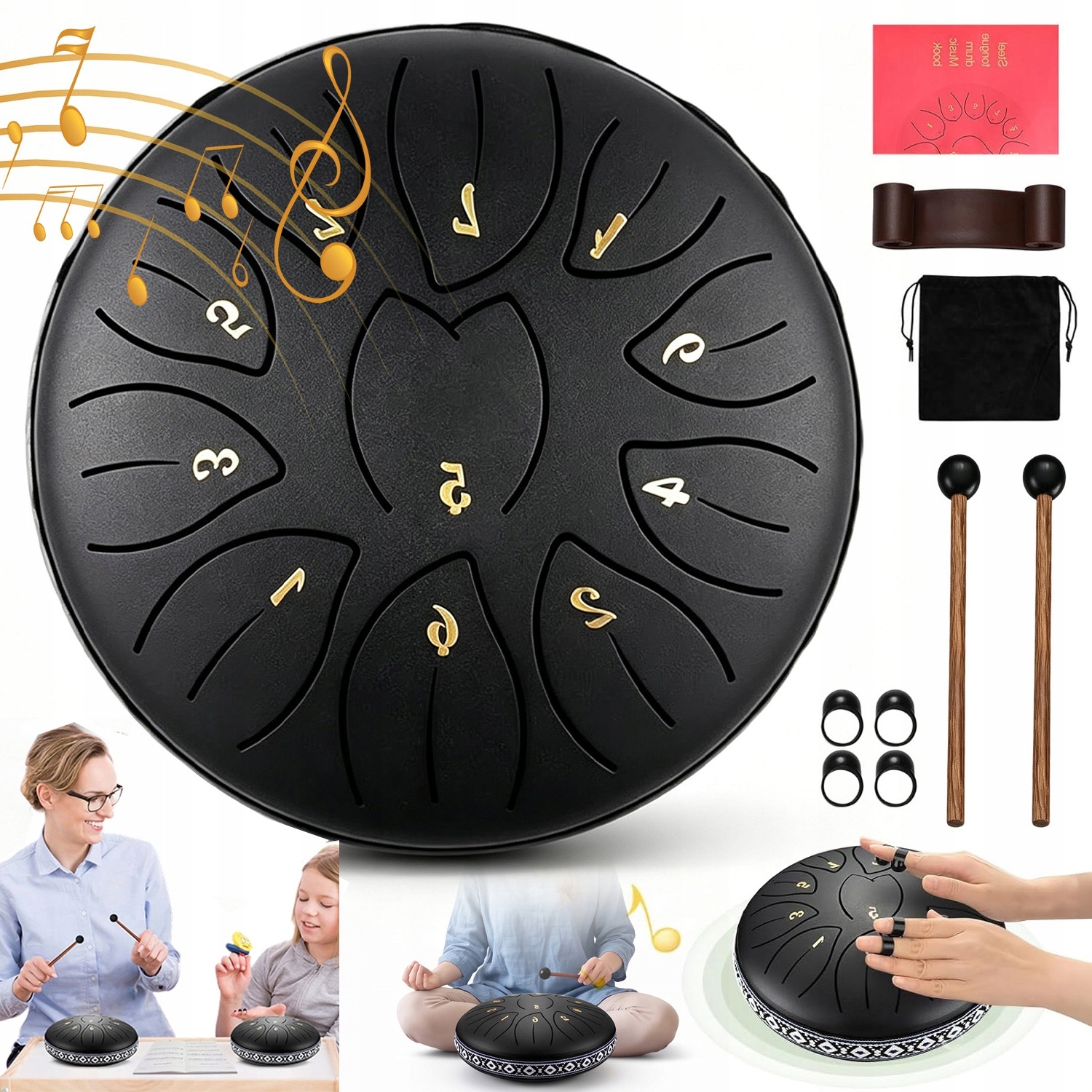 Jazykový Buben Steel Tongue Drum Handpan Jazykový Buben 11-TI Notový D Dur S