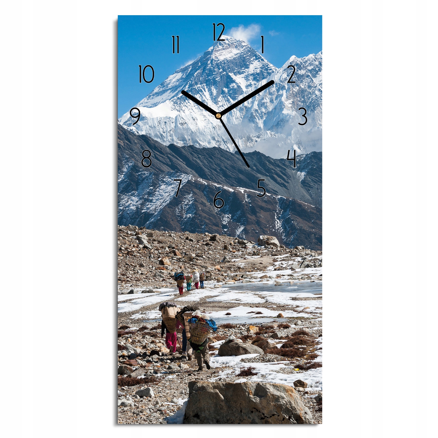 hodiny na skle Everest hory sníh dárek 30x60
