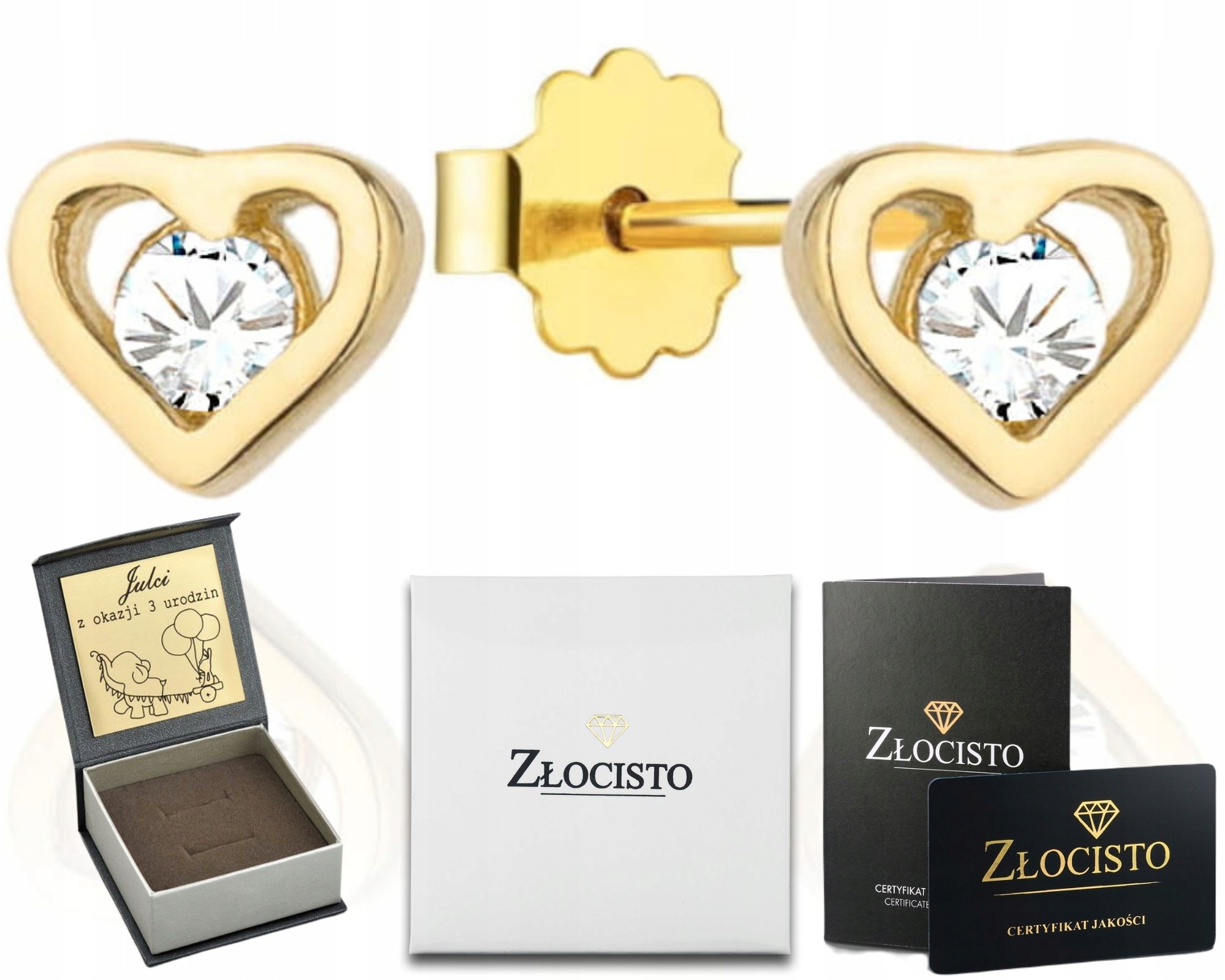 Zlaté Náušnice Srdce Srdíčka Tyčinka Vruty 585 Jako Dárek Gravírování